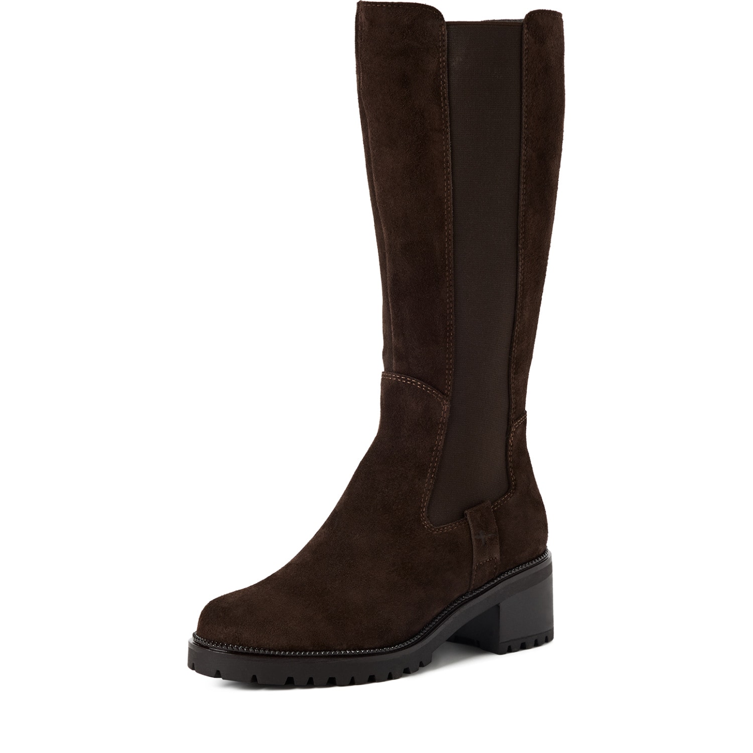 Tamaris Stiefel  Blockabsatz, Langschaftstiefel, Businessstiefel mit T-Logoprägung