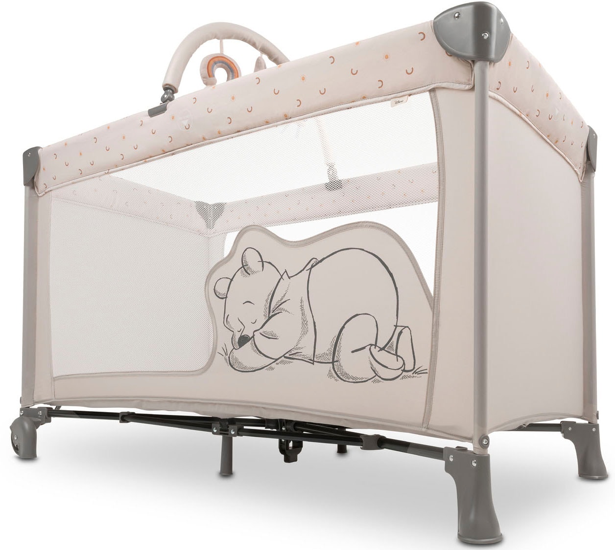Hauck Lit de voyage pour bébé »Dream N Play Go, Pooh Rainbow, beige« inkl. Transporttasche