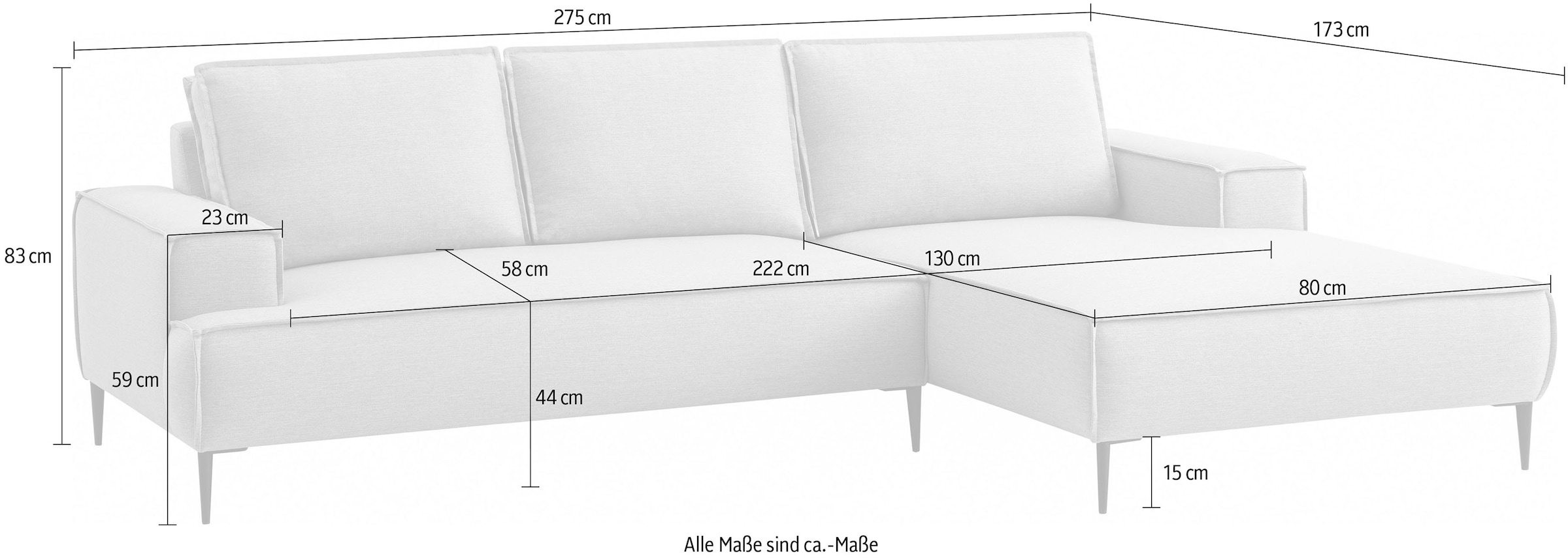 Home affaire Canapé d'angle »TVINNU, L-Form, 275cm, in Cord und Leinenoptik« wahlweise Recamiere rechts/links, schwarze Füsse, bequemer Sitzkomfort