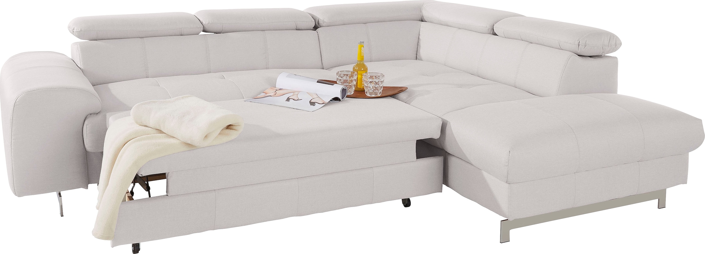 COTTA Polstergarnitur »Chef«, (Set, 2 tlg.), bestehend aus Ecksofa und Hocker, mit Kopfteilverstellung