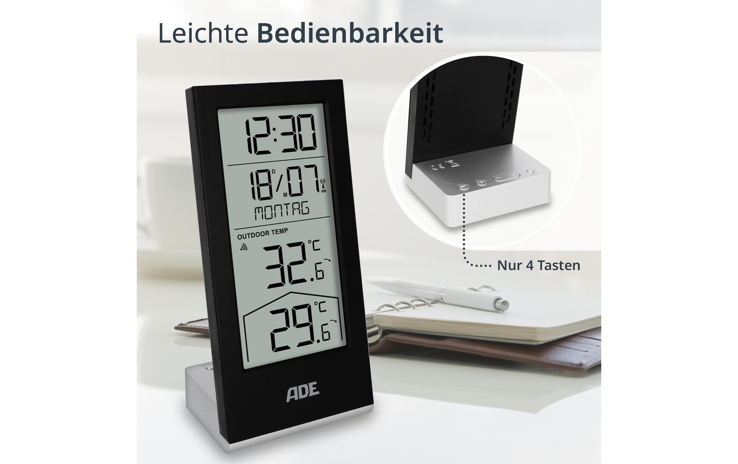 ADE Funkwetterstation »mit Funk-Aussensensor«
