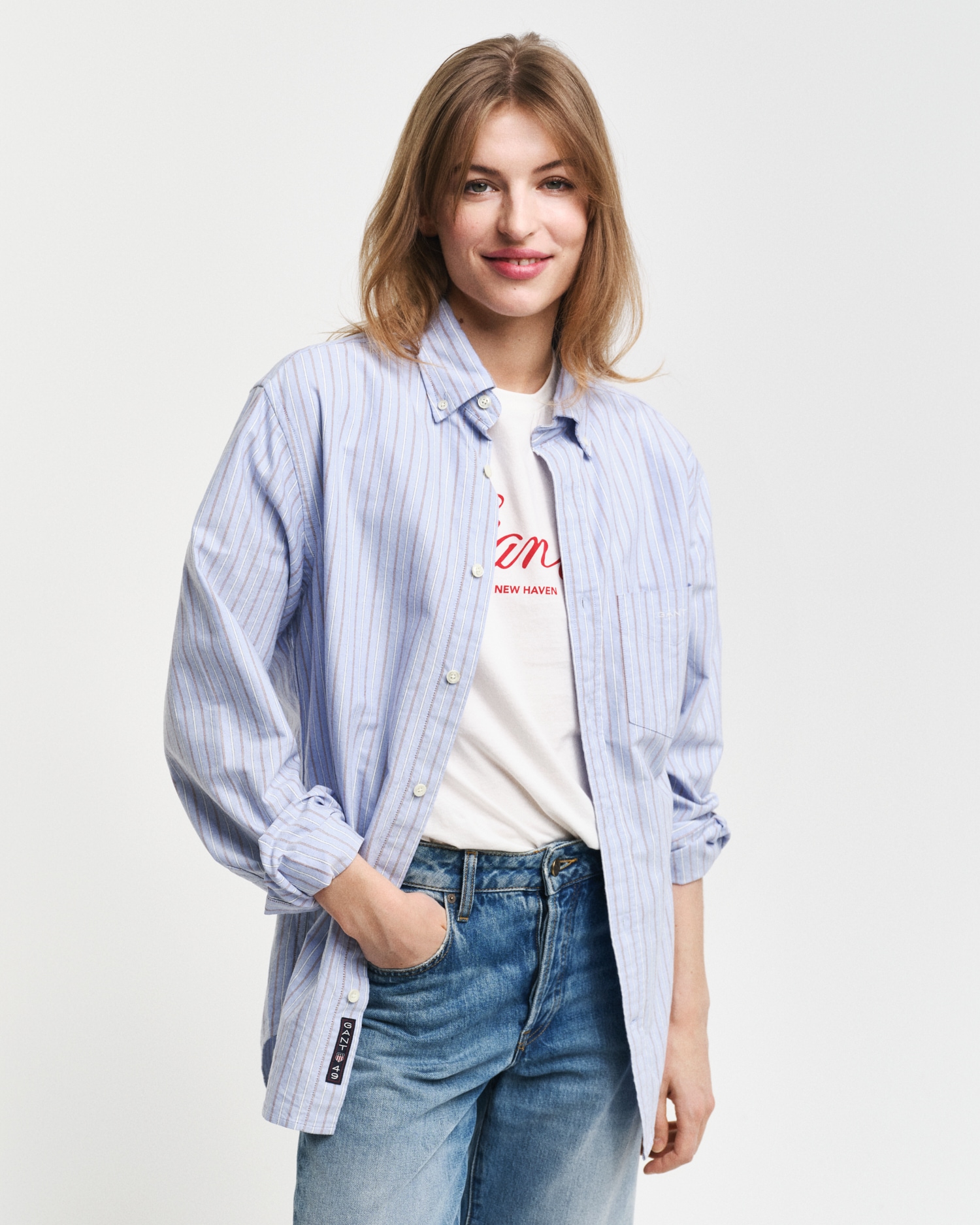 Image of Gant Langarmhemd "REG OXFORD STRIPE SHIRT" unisex, in leichter Oxford-Qualität