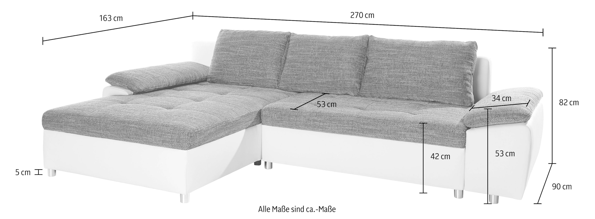 sit&more Ecksofa »Labene L-Form«, wahlweise mit Bettfunktion und Bettkasten, auch als XXL-Variante