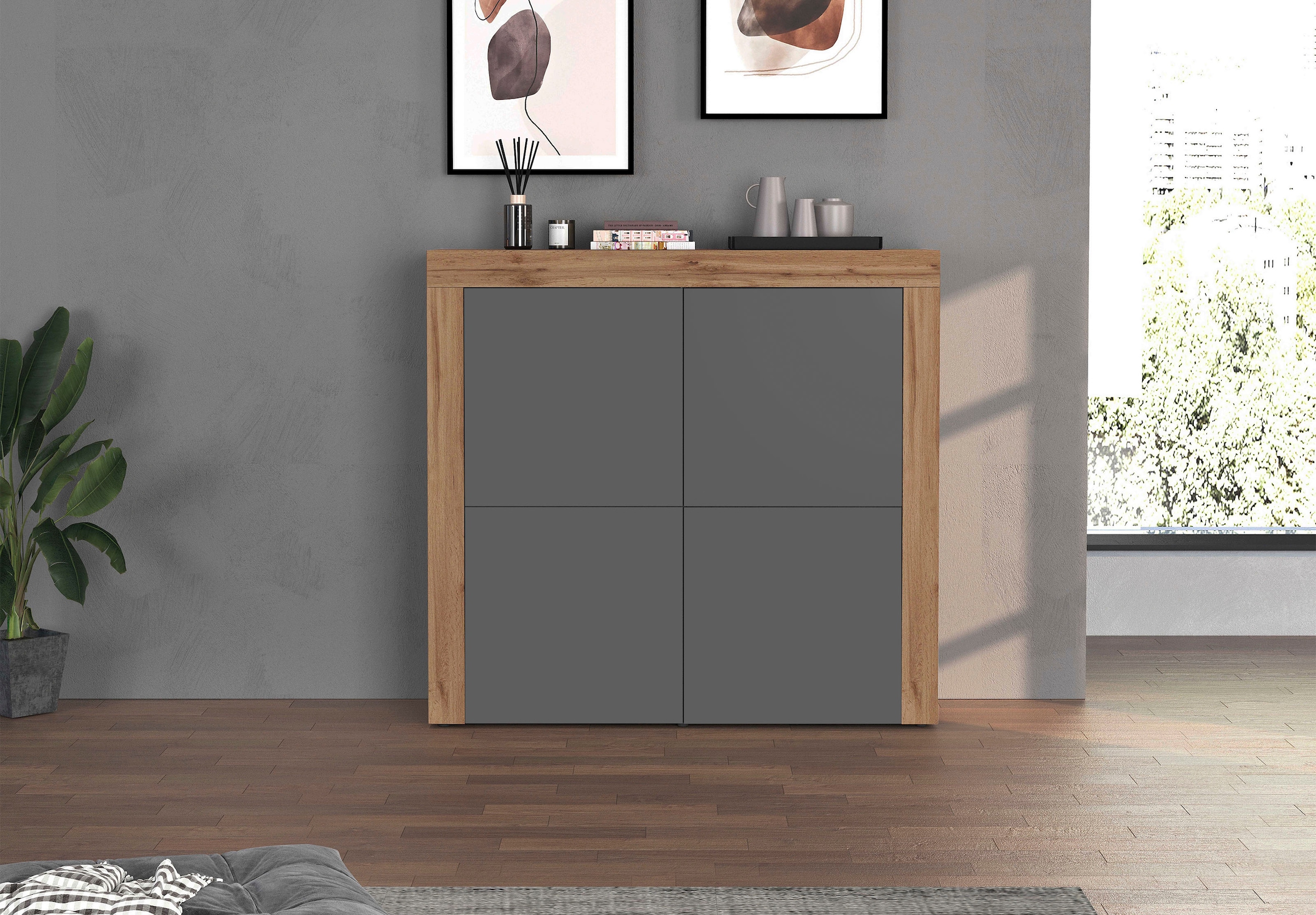 INOSIGN Highboard »CHRONOS Breite 140 cm mit 4 Türen und 8 Fächer 'Made in Italy'« 1 Stk. tlg. Hohes Sideboard, Kommode, Schrank, Grifflos mit Push to Open