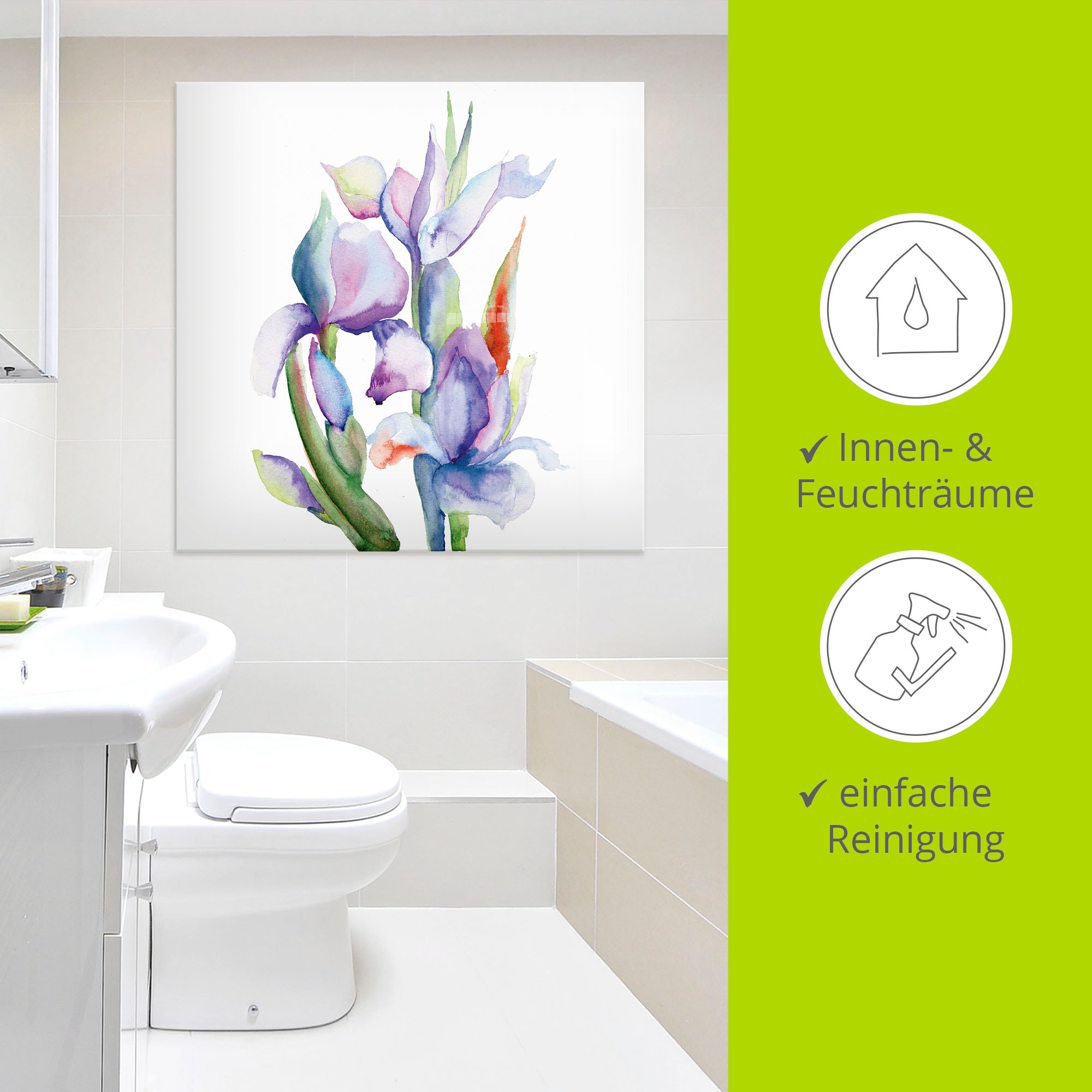 Artland Tableau en verre »Iris« 1 cuis tlg. in verschiedenen Grössen