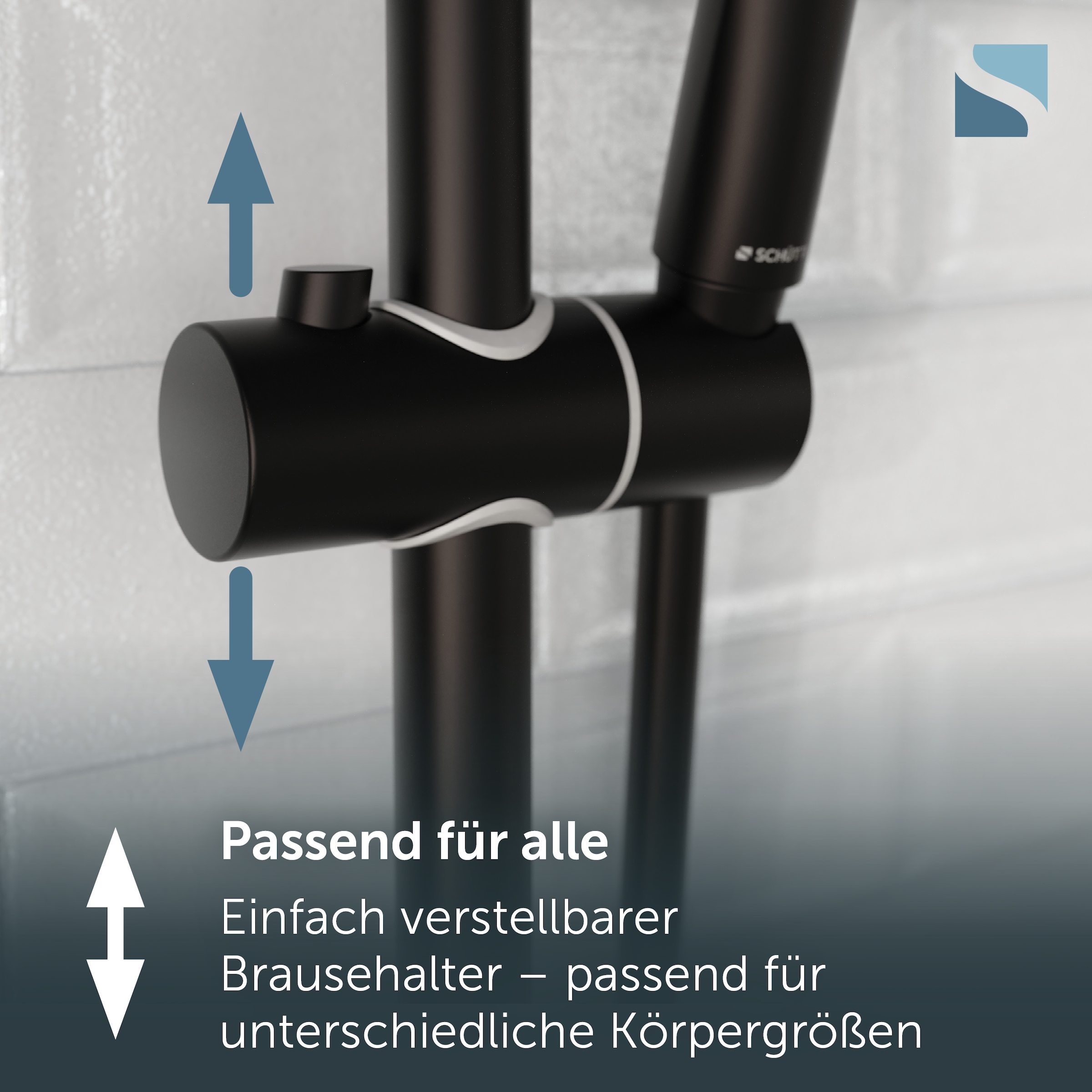 Schütte Duschsystem »BLACK« Überkopfbrauseset mit Thermostat, höhenverstellbar