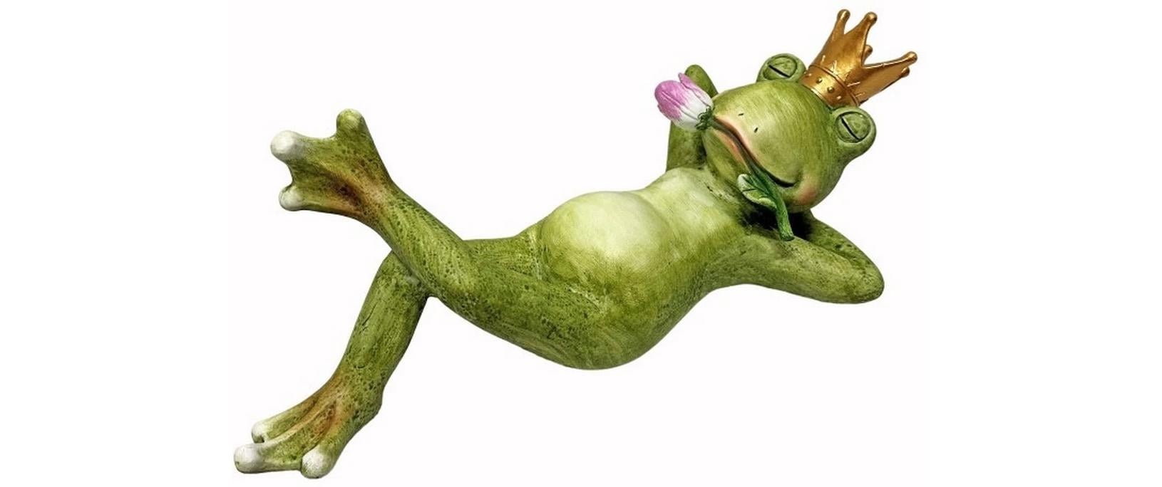 Image of Dekofigur "Dameco Froschkönig liegend 17 x 37 x 15 cm"