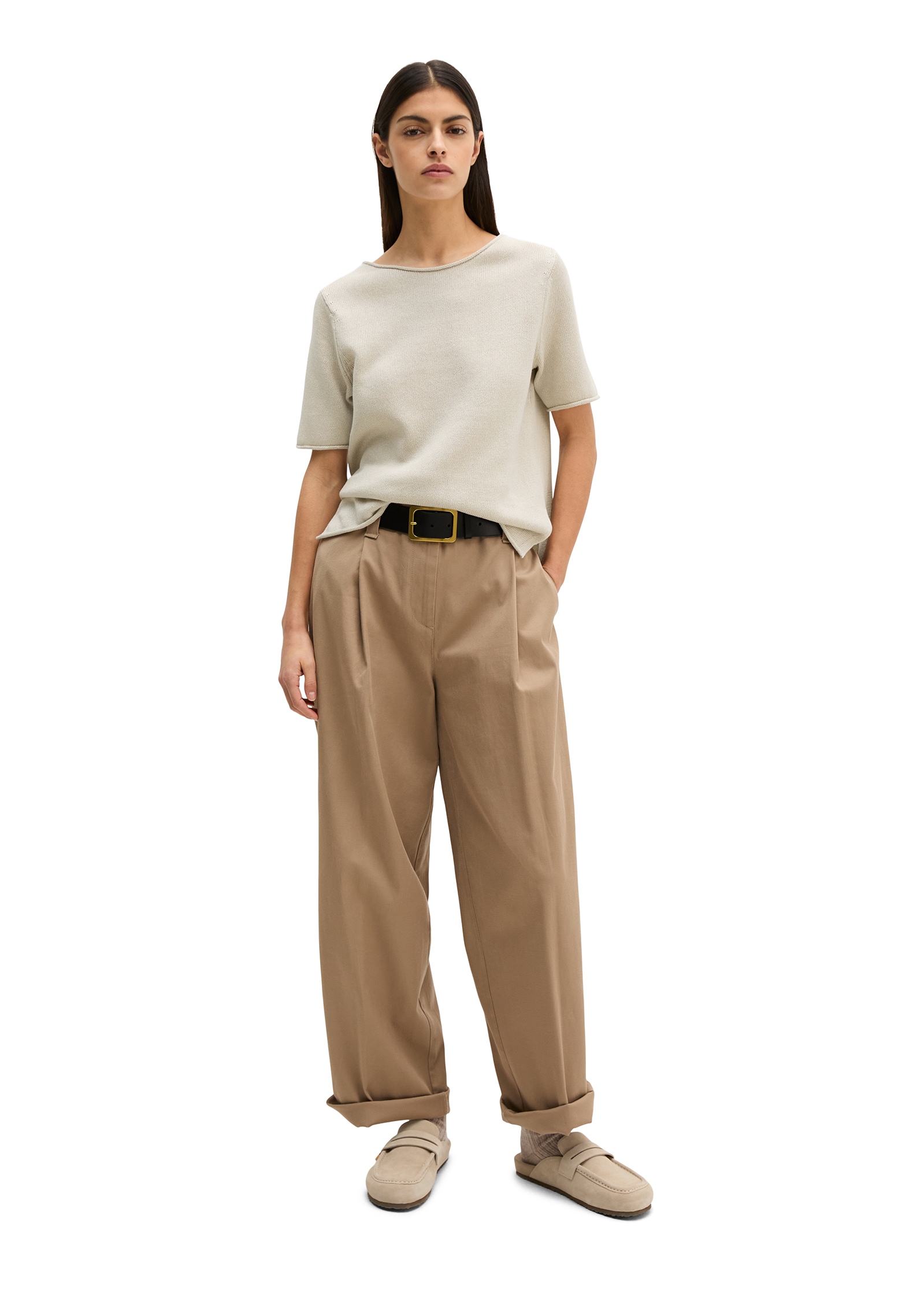 Marc O'Polo Pull à manches courtes regualr fit, mit Rollkanten