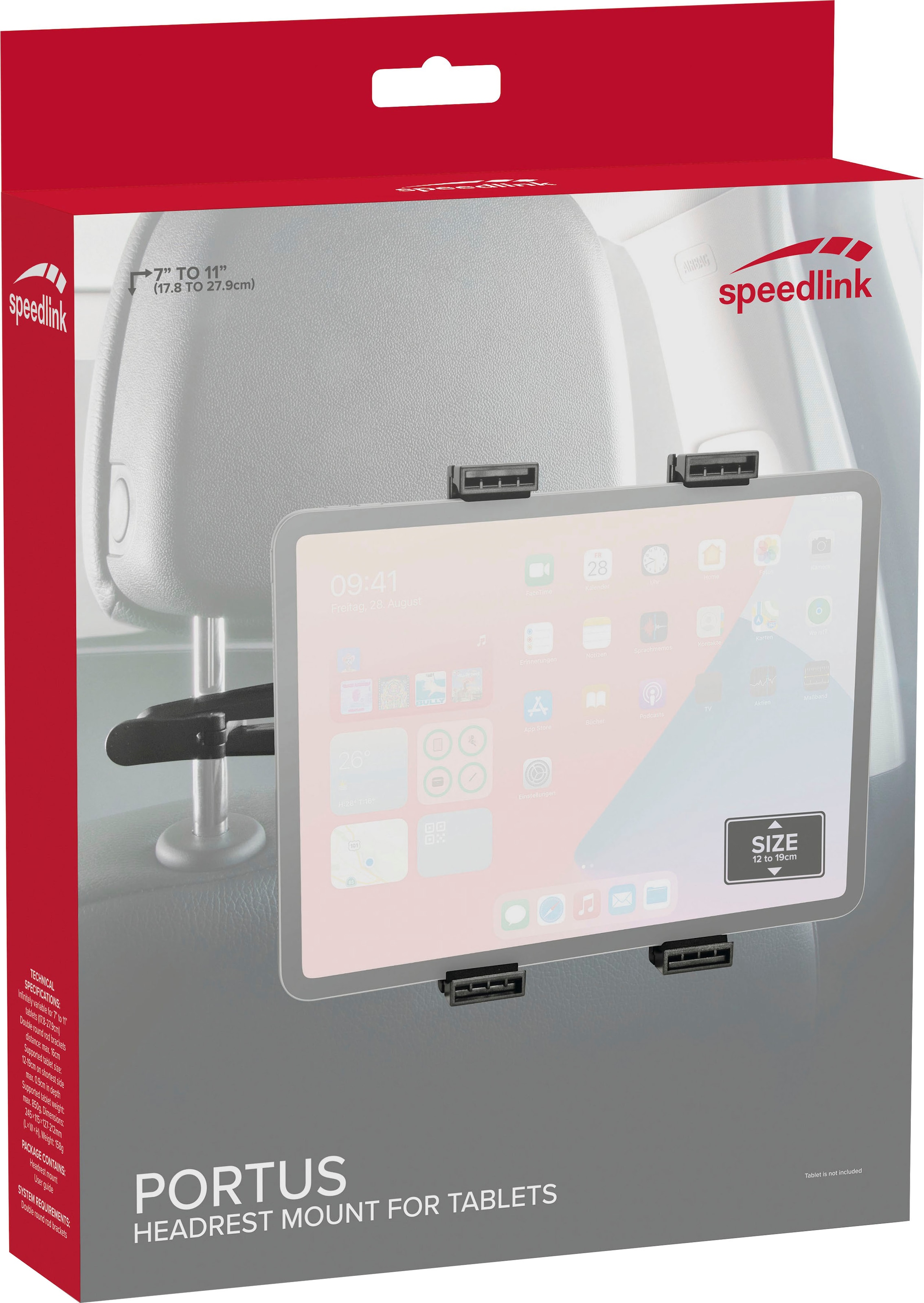 Speedlink Tablet-Halterung »PORTUS Headrest Mount«, bis 27,9 cm Zoll