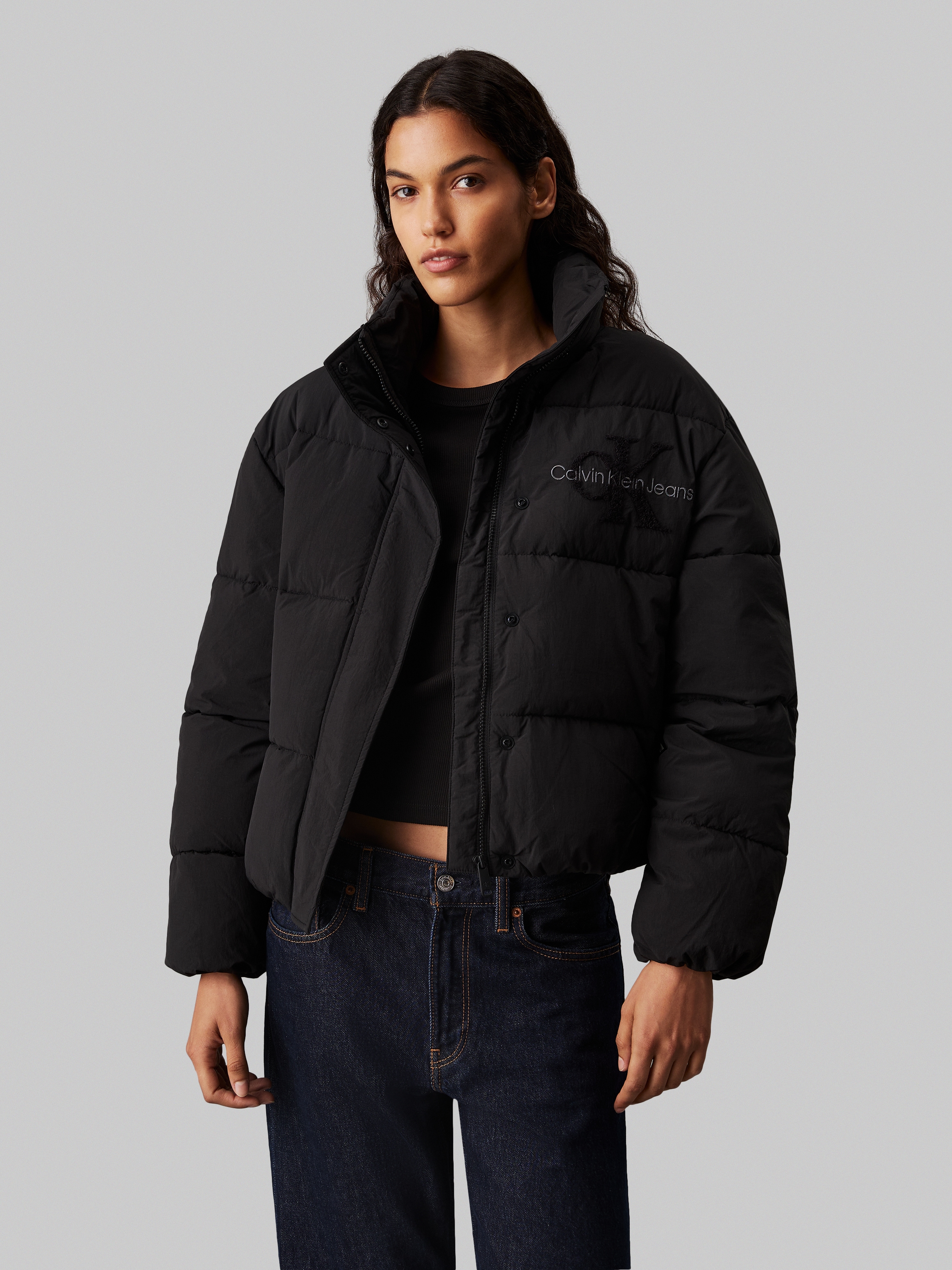 Calvin Klein Jeans Outdoorjacke »CHENILLE MONOLOGO PUFFER«, mit Logostickerei