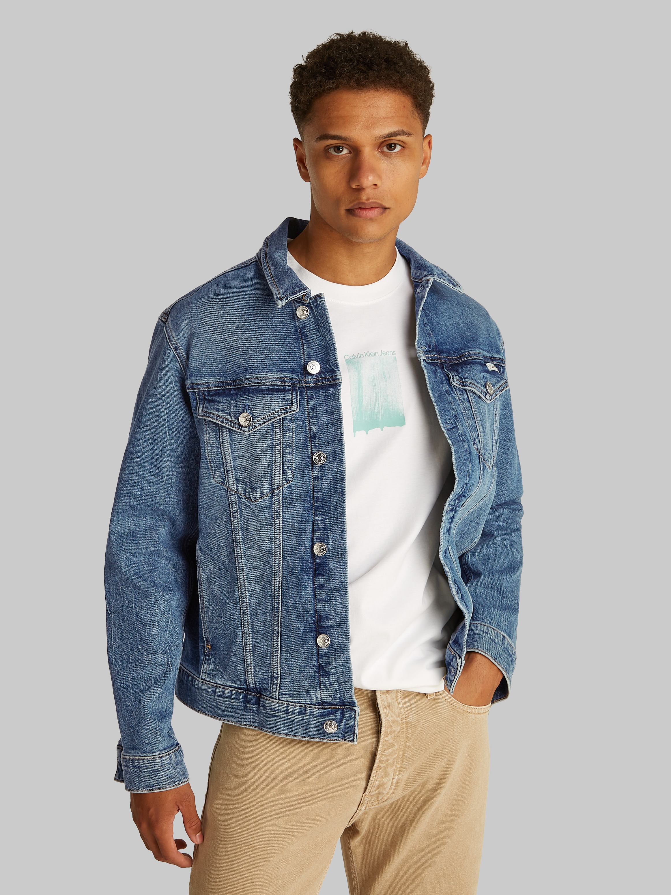 Calvin Klein Jeans Jeansjacke »SLIM DENIM JACKET«, in dunkelblauer Waschung