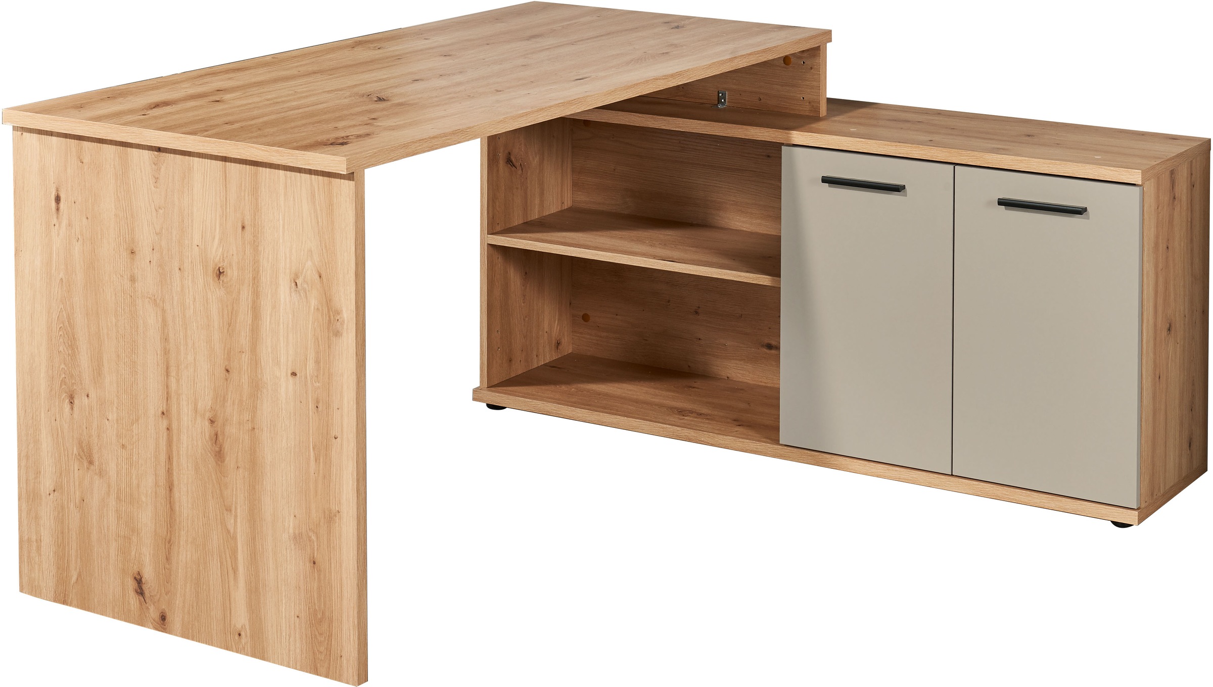 Image of BEGA OFFICE Schreibtisch "Kanada, BxHxT 160x74x130 cm" 1 Stk. tlg. wechselseitig montierbar, Softclose für Türen, Breite: 160cm