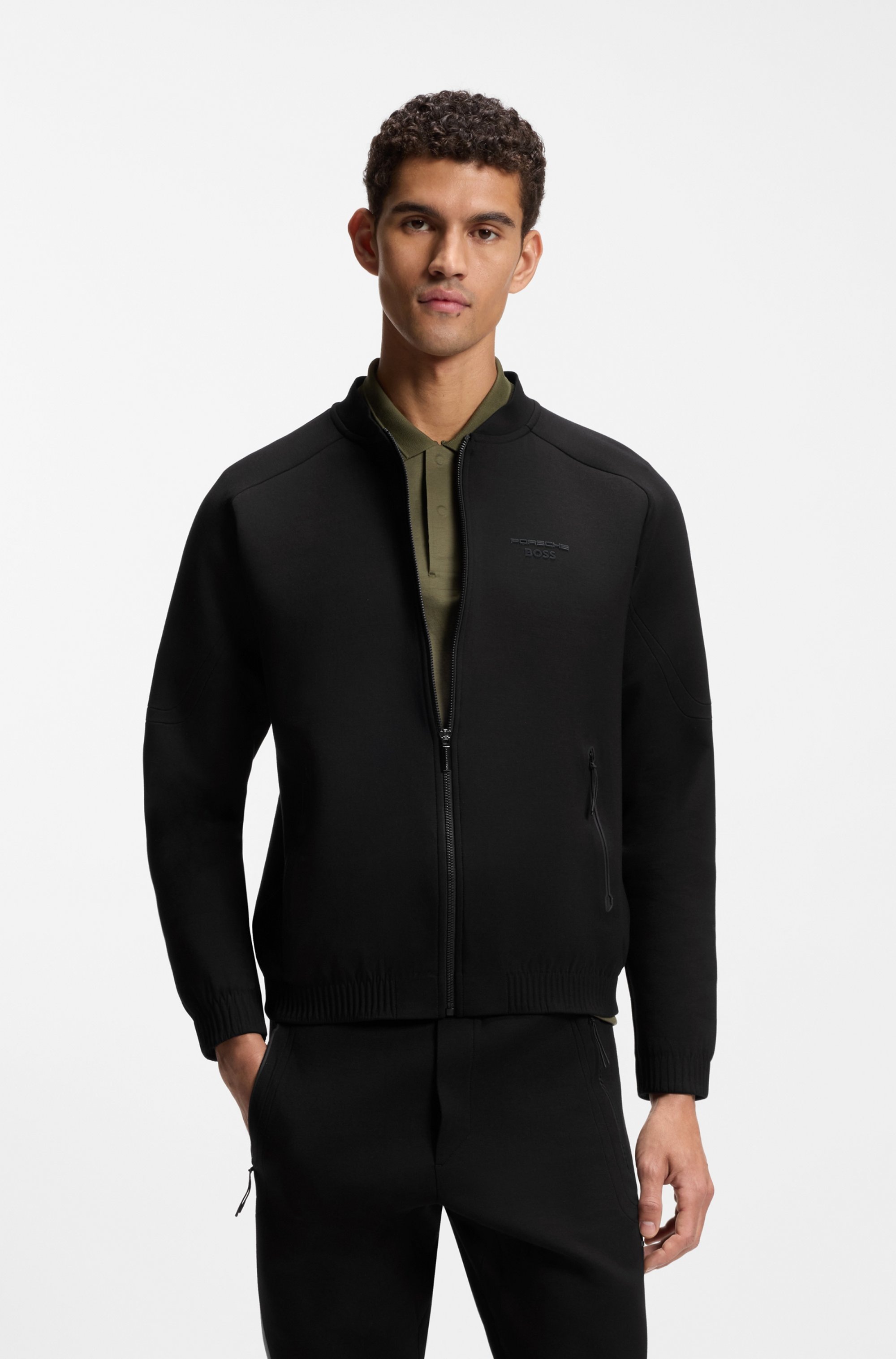 Image of BOSS GREEN Sweatjacke "Porsche Spirit 70 Capsule Collection" Premium Herrenmode Innovative Geruchskontroll-Technologie HEIQ MINT