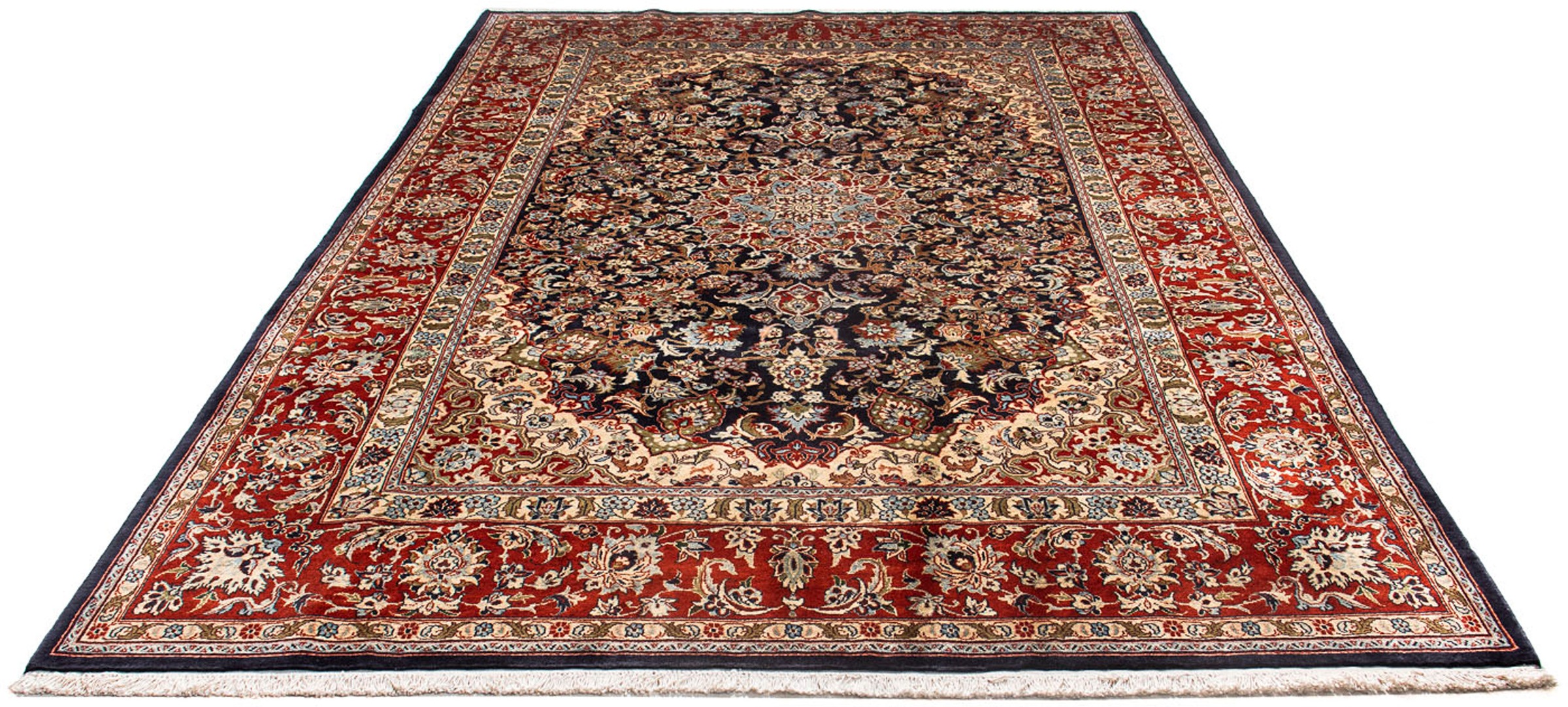 Image of morgenland Orientteppich »Perser - Keshan - 299 x 205 cm - dunkelblau«, rechteckig, 10 mm Höhe, Wohnzimmer, Handgeknüpft, Einzelstück mit Zertifikat bei Ackermann Versand Schweiz
