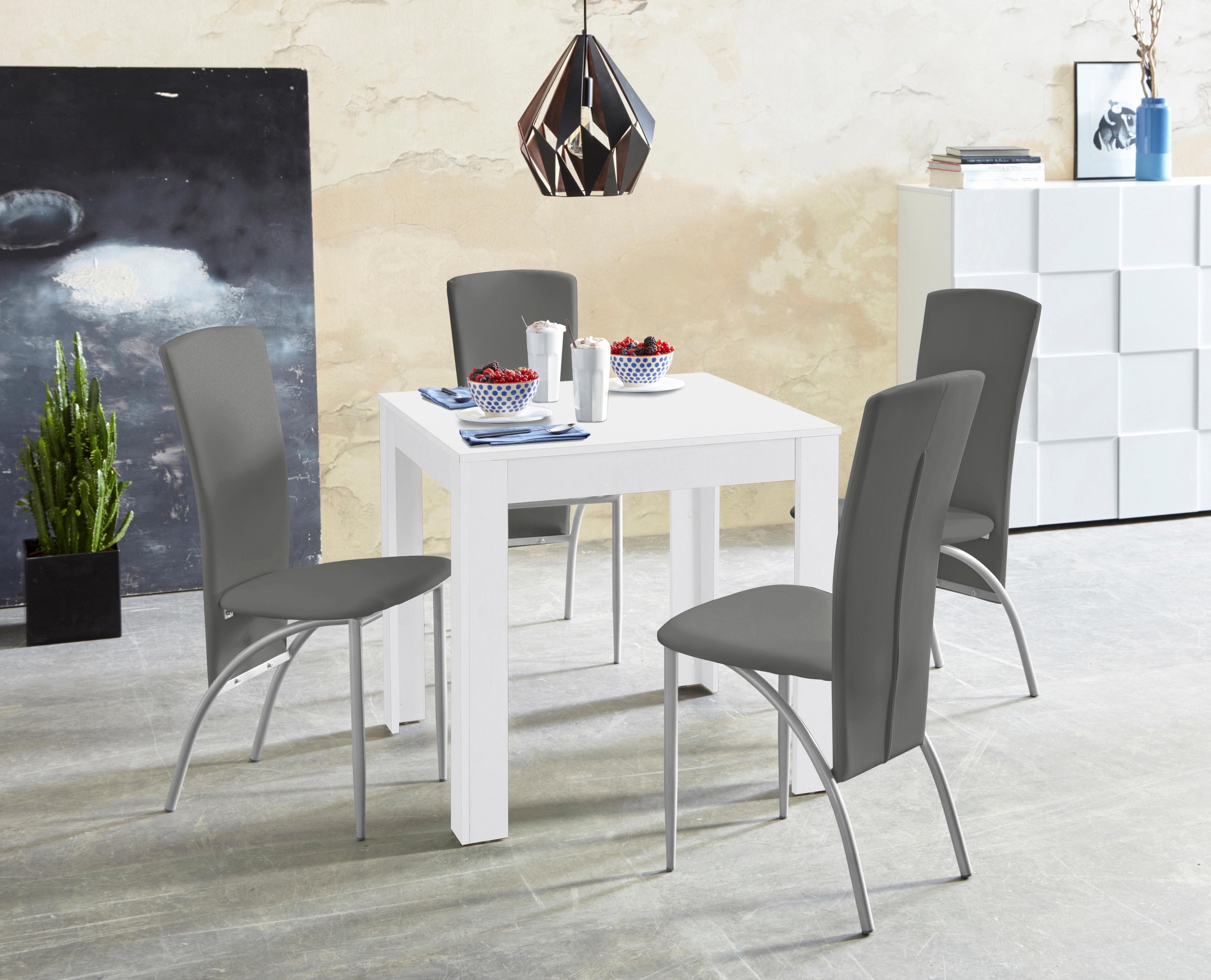Image of GOODproduct Essgruppe "LynnNico" Set, Set: Esstisch 80 x 80 cm und 4 Stühle mit pflegeleichtem Kunstleder