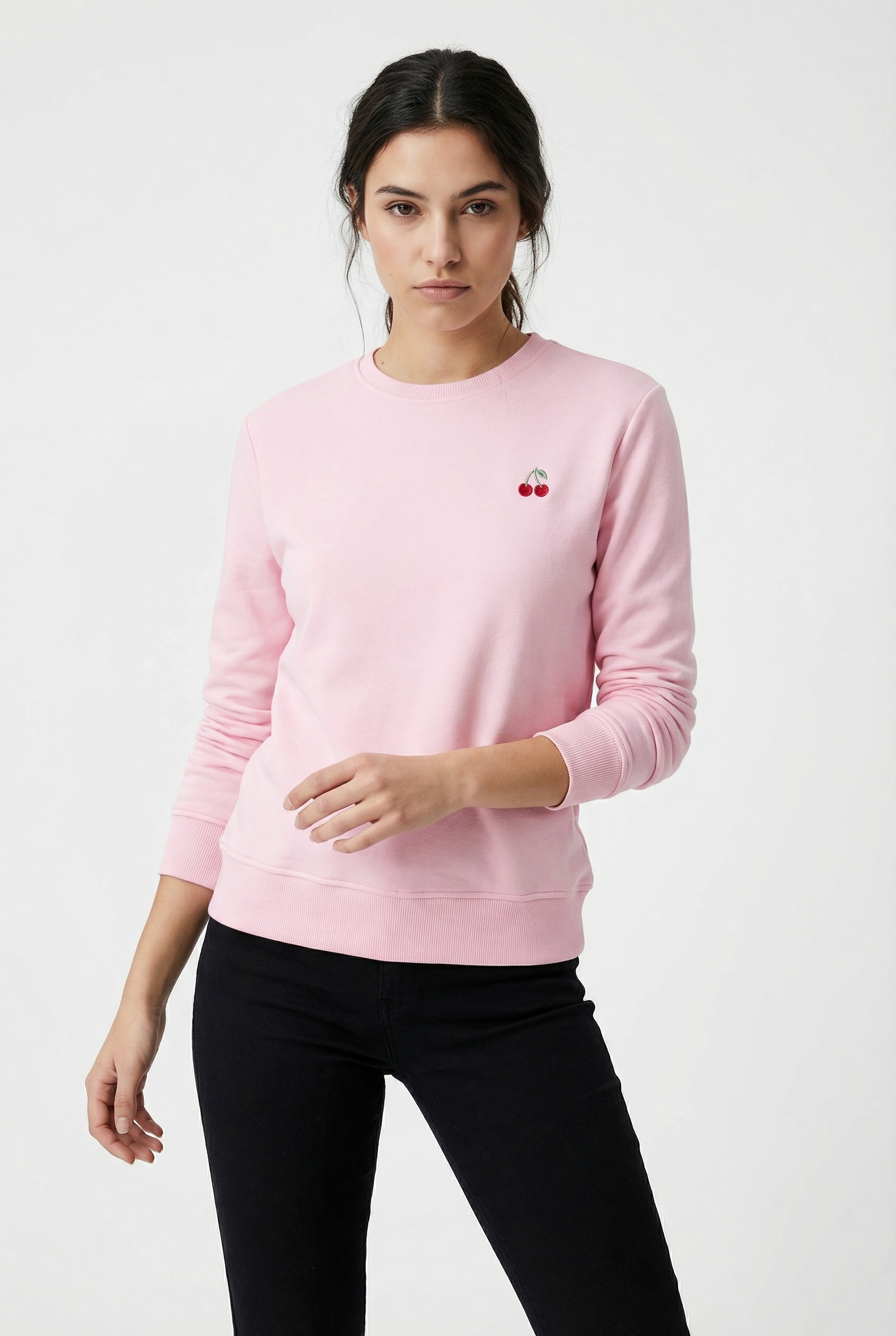 ONLY Sweat-shirt »ONLADELLE L/S O NECK UB CS SWT«, mélange de coton, regular fit, col rond
