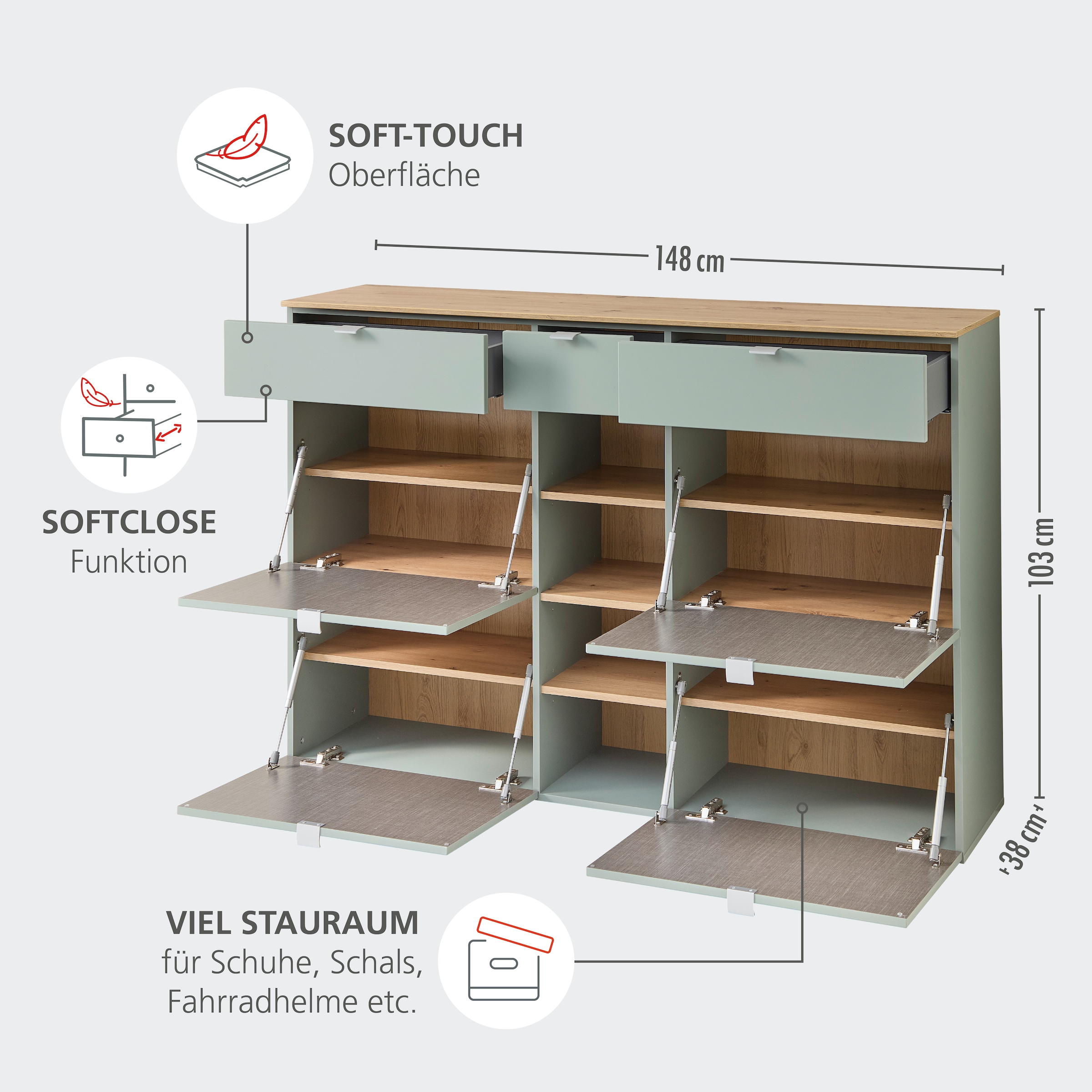 Innostyle Garderoben-Set »Bari Garderobenprogarmm, BxHxT 208x202x38 cm« Set, 3 Stk. tlg.