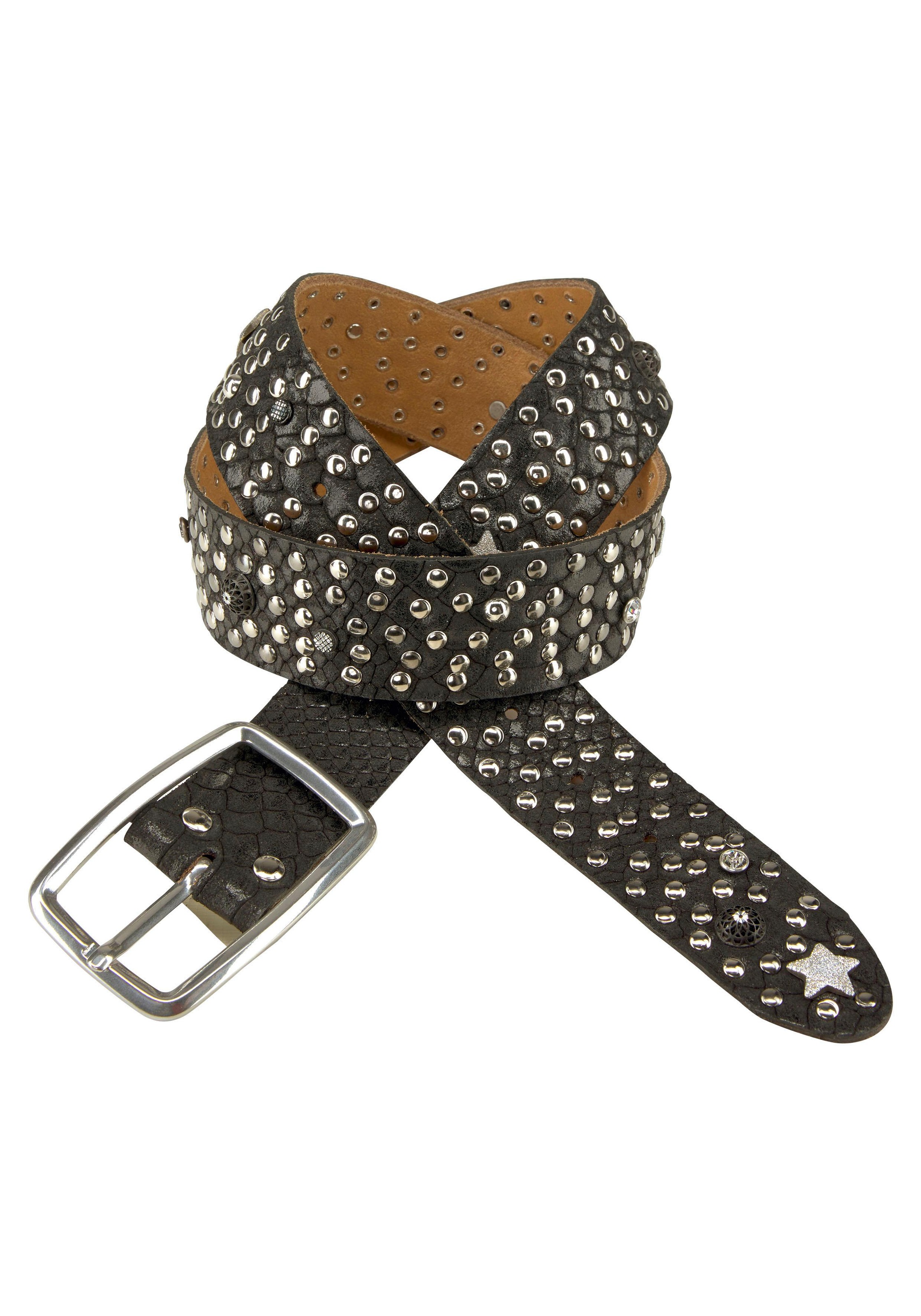 Image of J.Jayz Nietengürtel, Ledergürtel geprägt, Sternen, Kugelnieten, Auflagen bei Ackermann Versand Schweiz