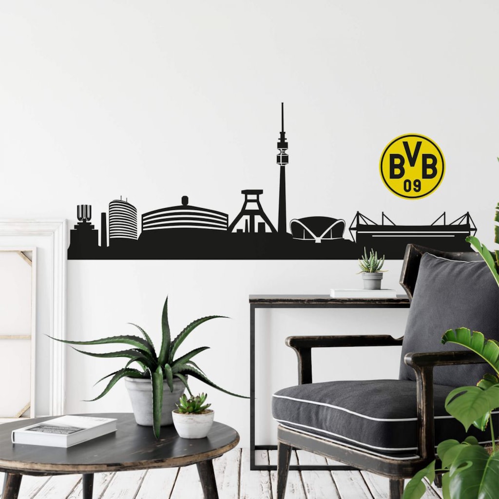 Wall-Art Wandtattoo »Fussball BVB Skyline mit Logo«, (1 St.)
