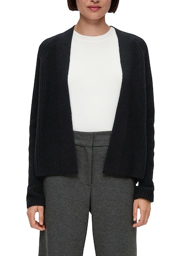 s.Oliver BLACK LABEL Cardigan, mit Flachstrickbündchen am Ausschnitt vorne