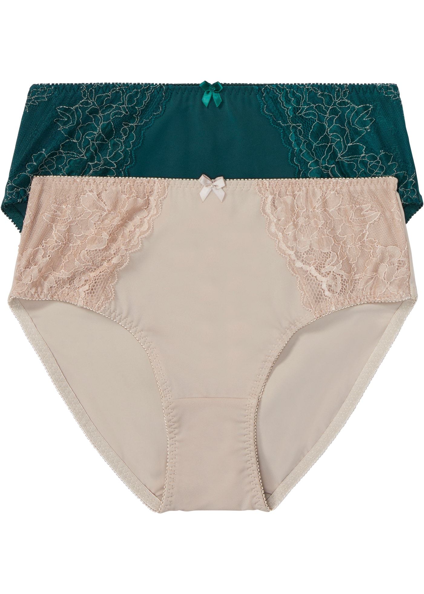 Image of bonprix Maxislip Packung, 2 Stk. mit elastischer Spitze, aus Polyamid und Elasthan, bequeme Passform