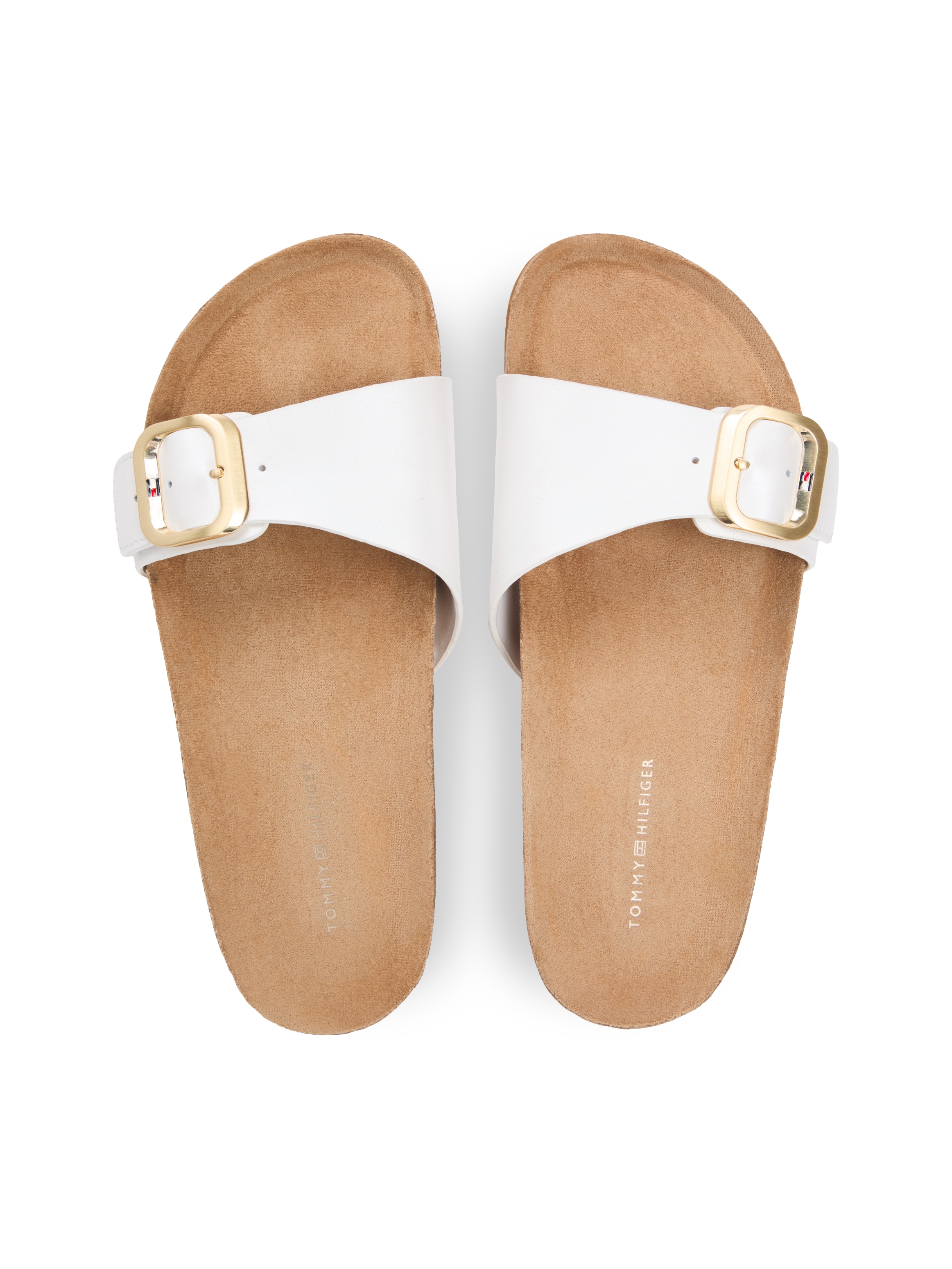 Tommy Hilfiger Pantolette »TH CLASSIC CORK SANDAL PEARL LTH«  Strandschuh, Pool Slides, Flat mit Logoemblem