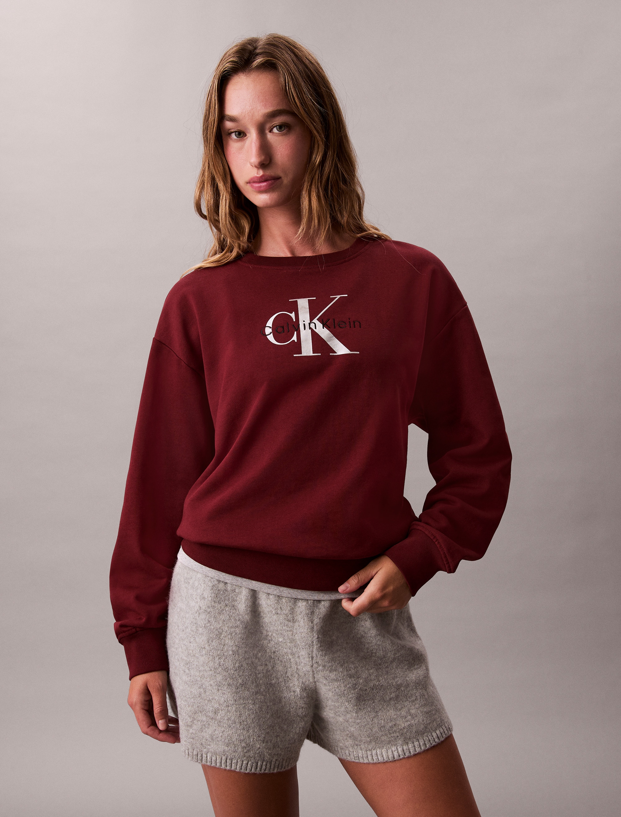 Image of Calvin Klein Jeans Sweatshirt "LS MONOLOGO FRENCH TERRY RLXD CR", Logoschriftzug