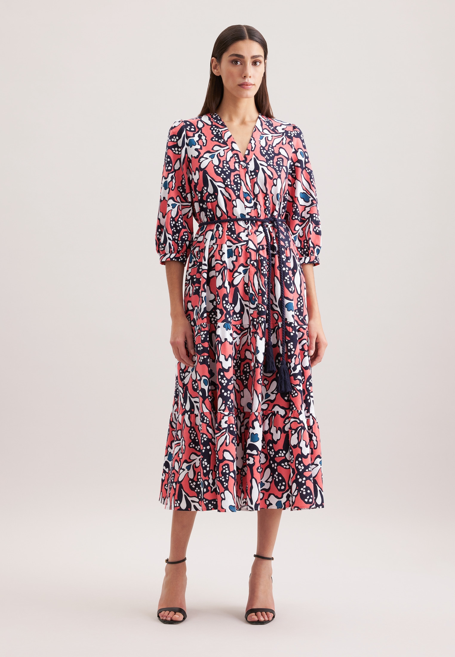Image of seidensticker Sommerkleid "Schwarze Rose" 7/8 V-Neck Druck