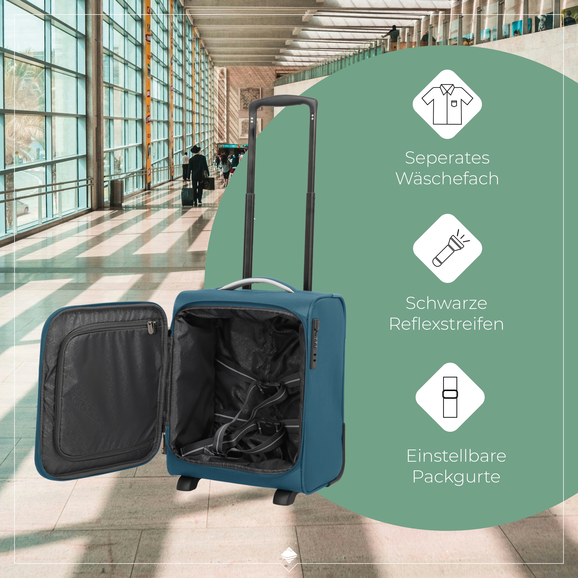 travelite Trolley pour bagages à main »JETPACK Wings 2 Cabin Handgepäck Koffer« 25 litre 2 Rollen bagage souple, compatible Eurowings et de nombreuses compagnies aériennes courantes
