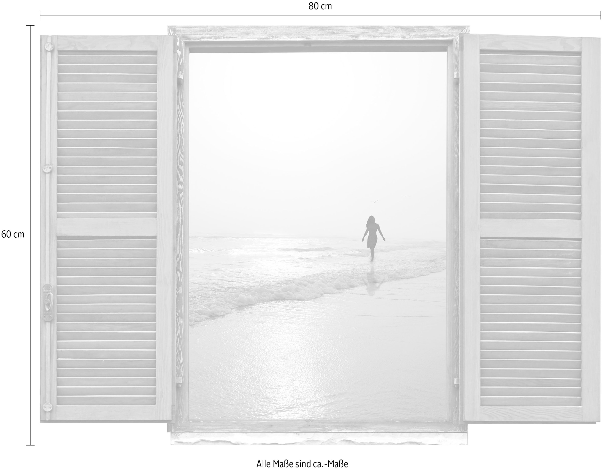 queence Wandtattoo »Frau am Strand« Wandsticker, Wandbild, selbstklebend, 3D, Fenster