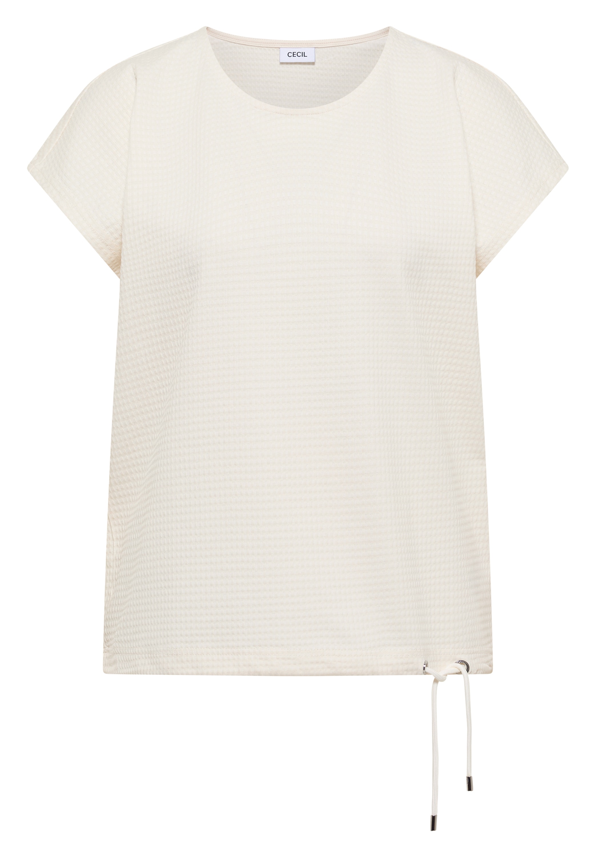Cecil T-shirt T-shirt d'été à structure gaufrée, mélange de coton, cordon de serrage à l'ourlet