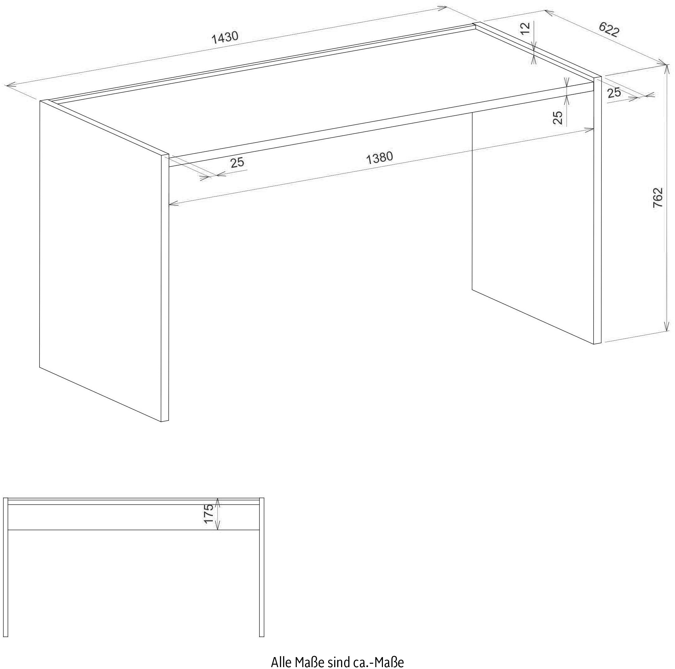 INOSIGN Schreibtisch »CiTY/GiRON«, zeitlos moderner Computertisch, wohnliches Home Office, Breite 143 cm