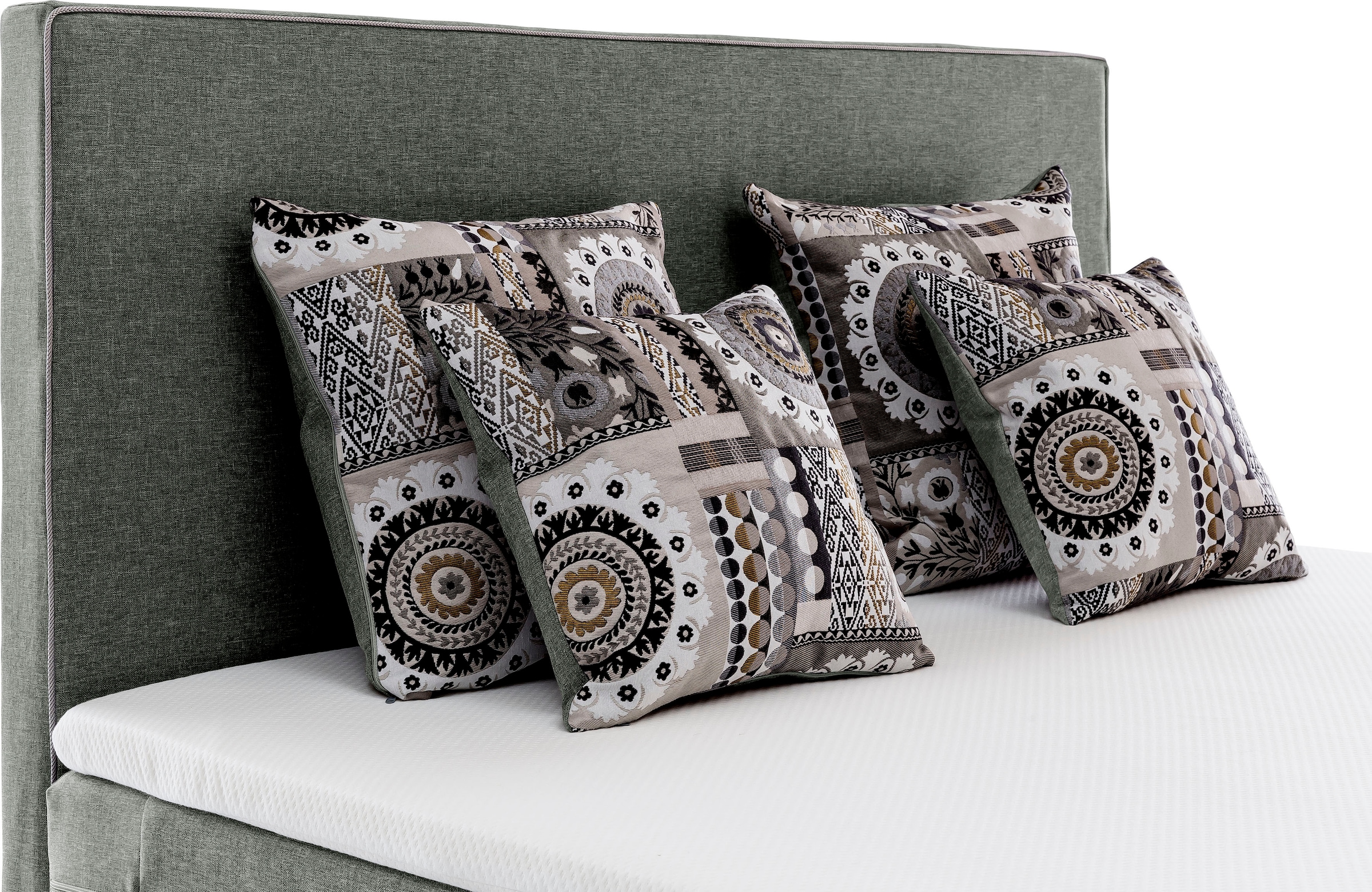 grüne betten Lit boxspring »Luisa« mit Tonnentaschenfederkern-Matratze, Topper und Zierkissen, 100% vegan