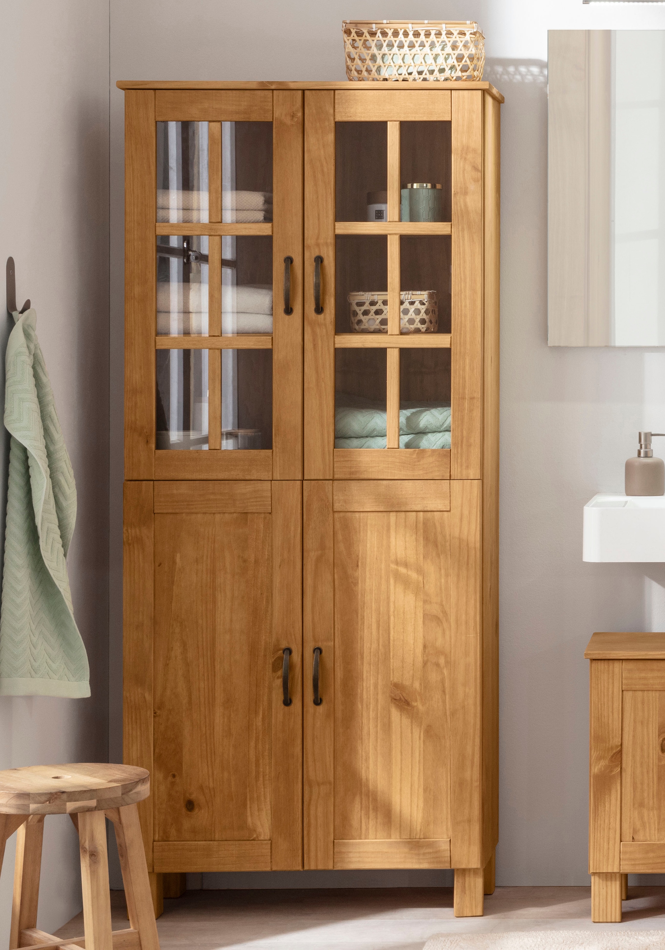 Home affaire Hochschrank »Rodby«, FSC®-zertifiziertes Massivholz, Breite 75cm, Höhe 170cm