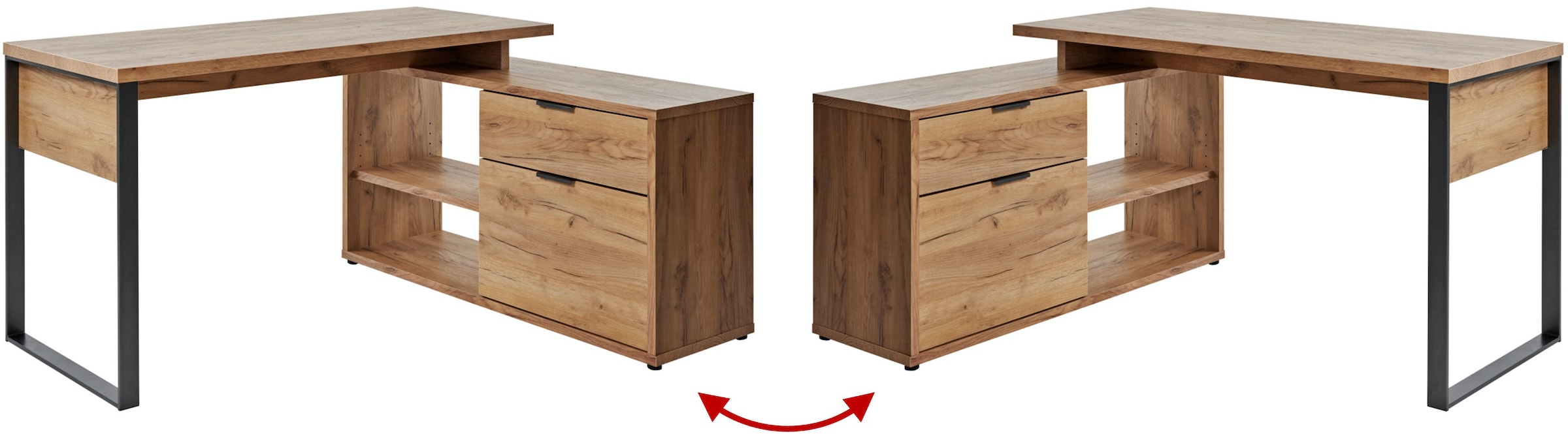 Jahnke Bureau d'angle »LOOP C 150 E« 1 cuis tlg. bureau d'angle, montage réversible, beaucoup de rangement