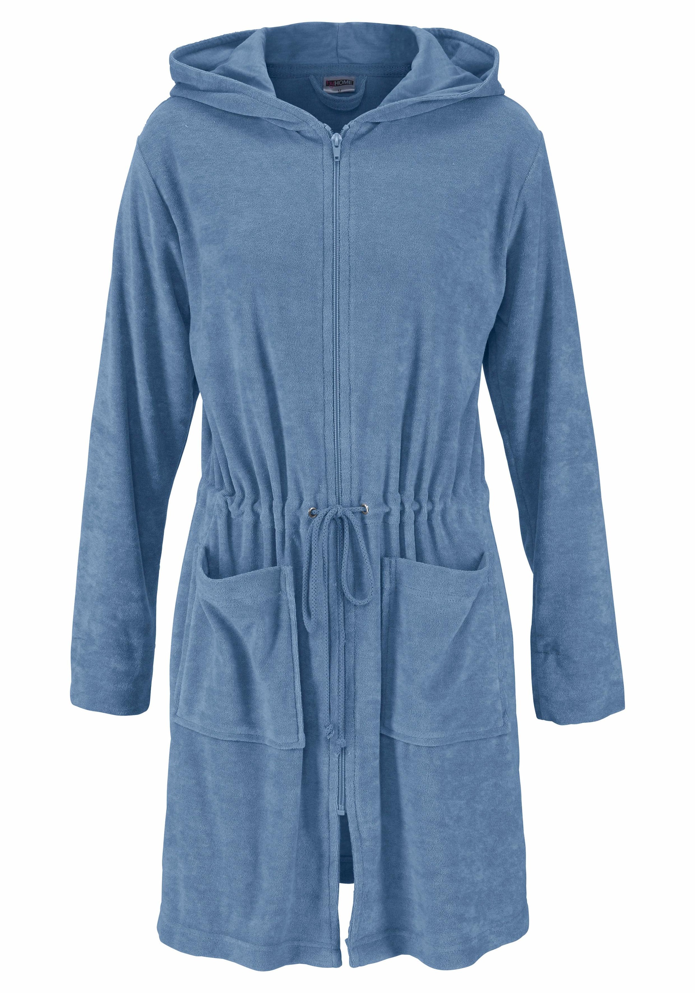 Image of my home Damenbademantel »Nela«, (1 St.), mit Kapuze & praktischem Reissverschluss, kurz, taillierter Bademantel mit Kordelzug und Taschen bei Ackermann Versand Schweiz