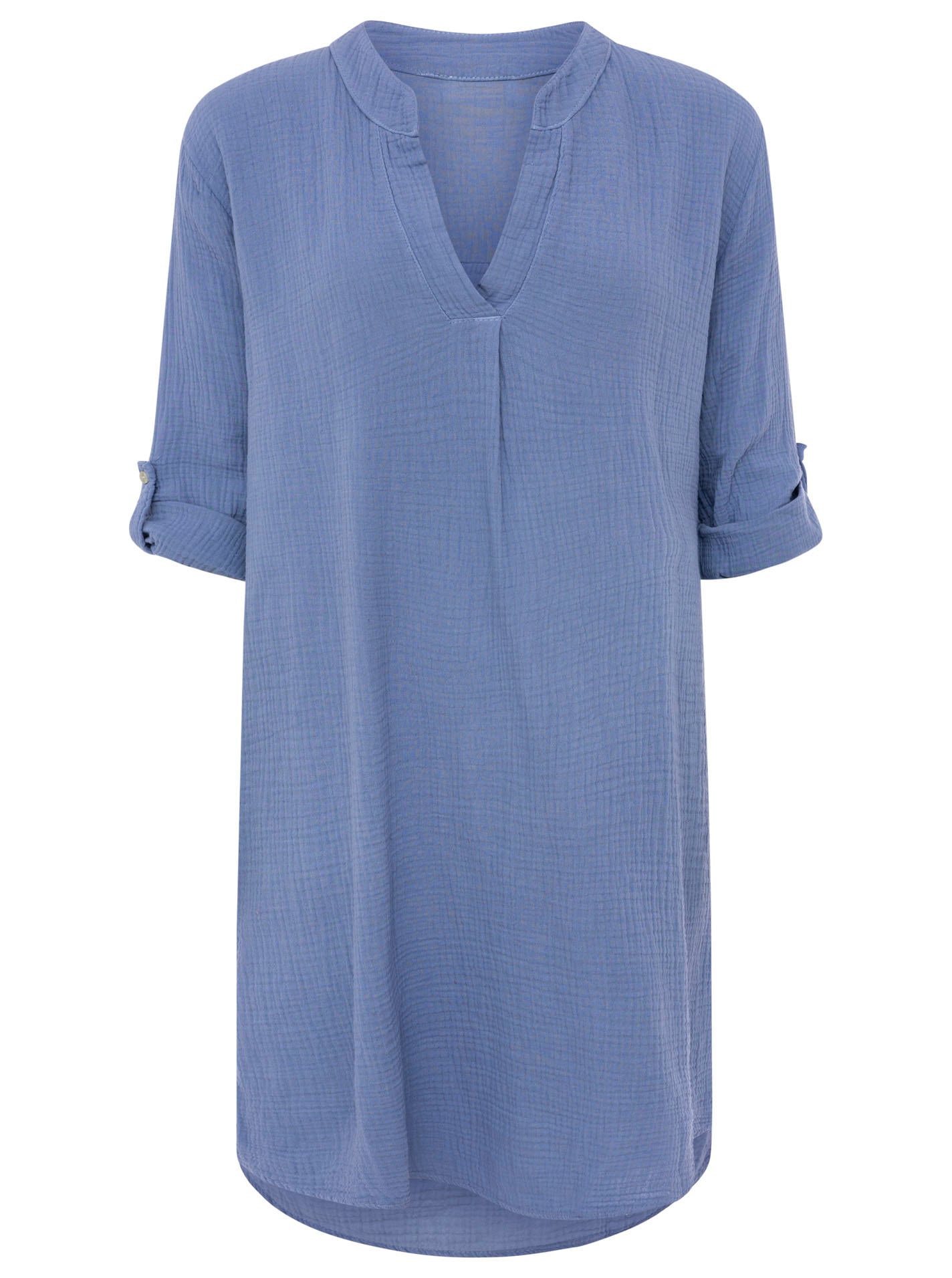 Zwillingsherz Schlupfbluse »"Rom"« verlängerte Rückenpartie, V-Neck, Turn-Up Ärmel, Musselin