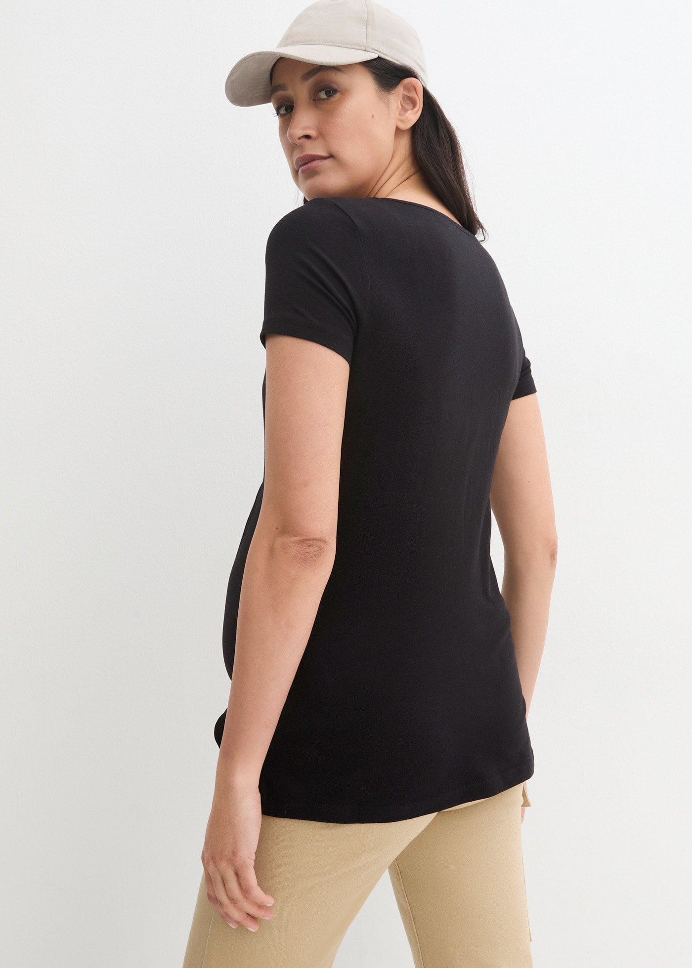 bonprix »2-in-1 Umstands- und Stillshirts (2er Pack?)« Paquet, 2 cuis coupe près du corps, avec coupe portefeuille