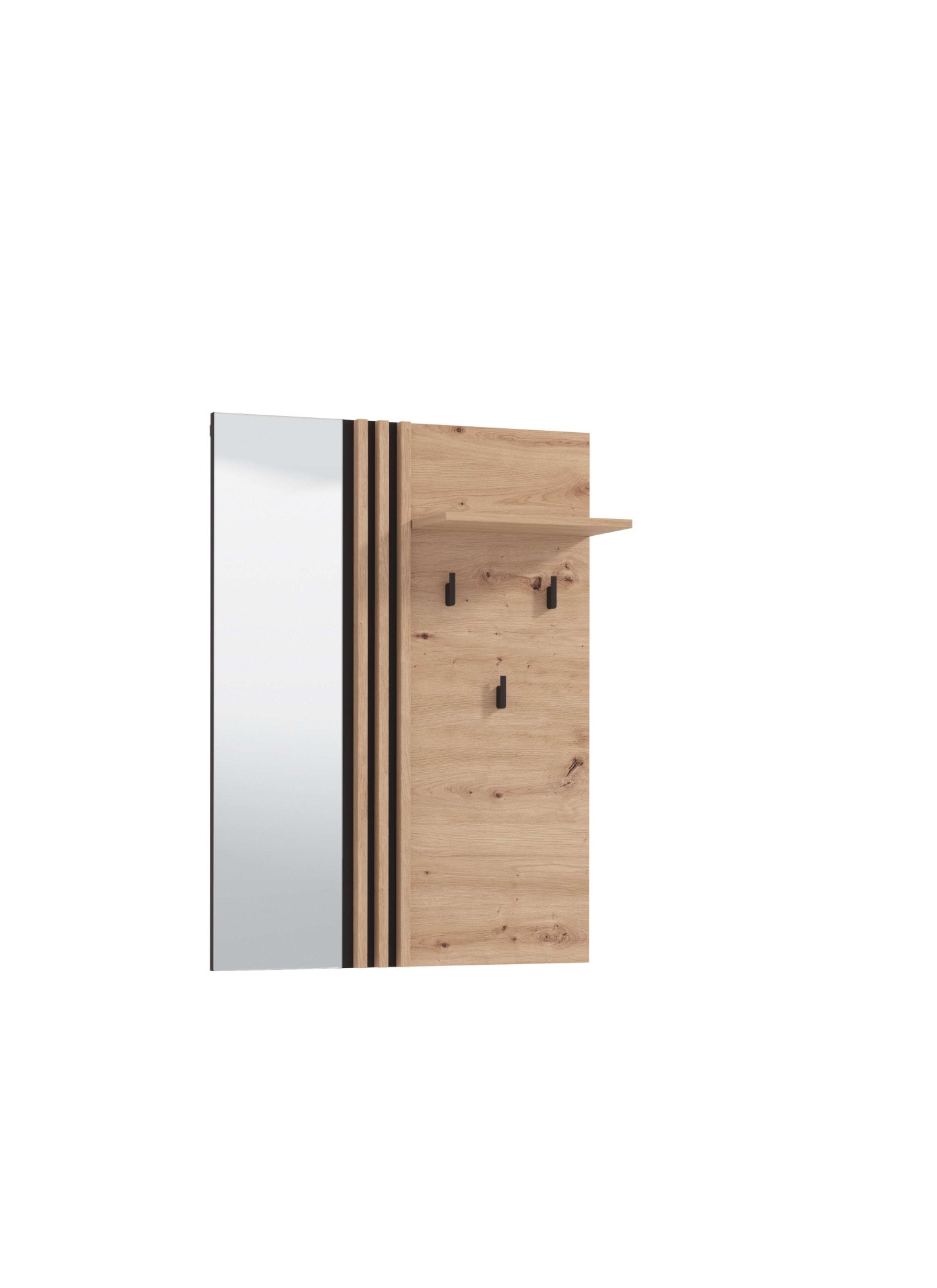 Home affaire Garderobenpaneel »LAVAL, Wandregal Wandpaneel, Wandgarderobe praktisch & stillvoll« mit 3 Kleiderhaken, Spiegel und Ablage für Accessoires, Breite 76 cm