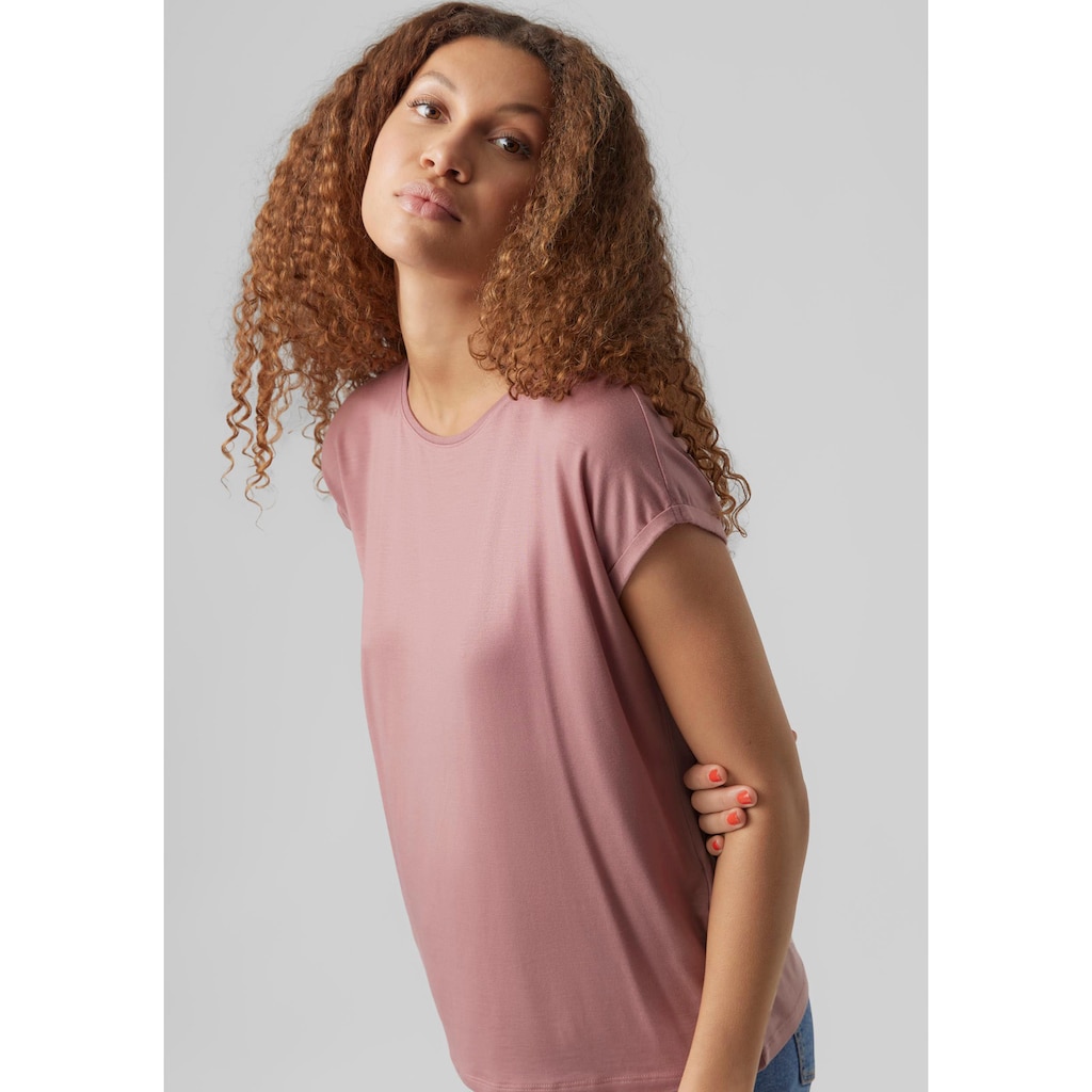 Vero Moda Rundhalsshirt »VMAVA PLAIN SS TOP GAJRS NOOS«