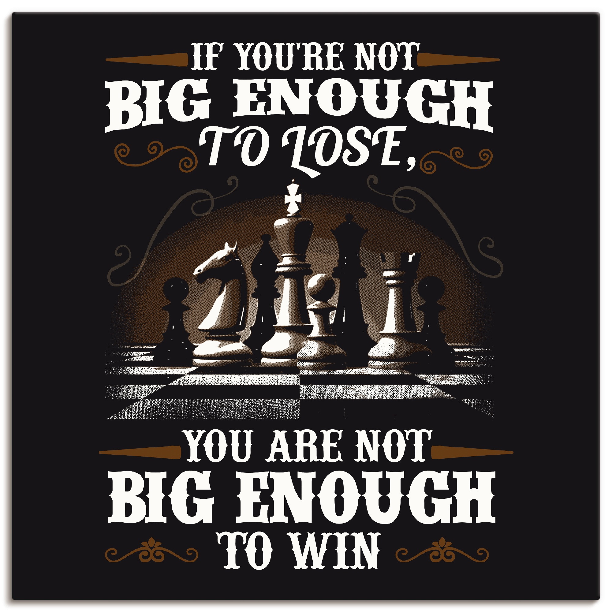 Image of Artland Wandbild »Inspirierender Spruch für Schach«, Sprüche & Texte, (1 St.), in vielen Grössen & Produktarten - Alubild / Outdoorbild für den Aussenbereich, Leinwandbild, Poster, Wandaufkleber / Wandtattoo auch für Badezimmer geeignet bei Ackermann Vers