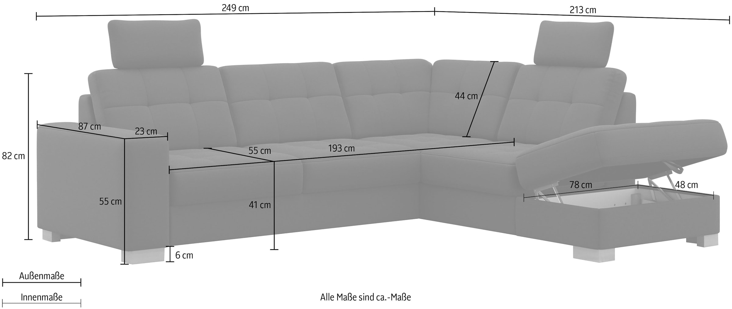 sit&more Ecksofa »Quincy L-Form«, wahlweise mit Bettfunktion und Bettkasten
