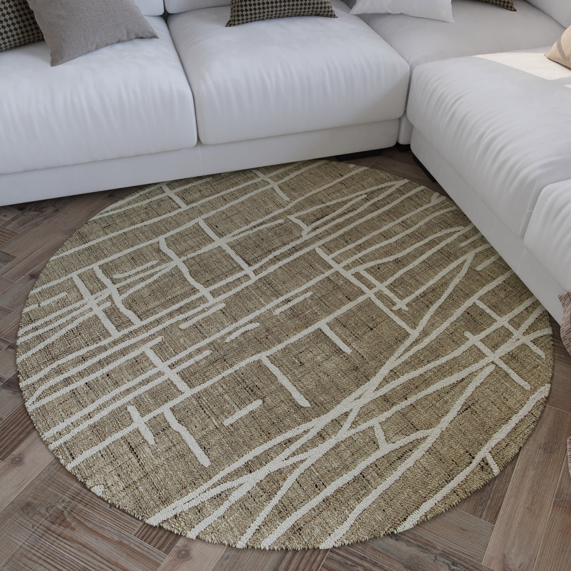 Image of Wecon home Teppich "Hamptons TWENTYFIVE" rund 10 mm Höhe Kurzflor, Wohnzimmer, Schlafzimmer, elegant, robust, abstraktes Design