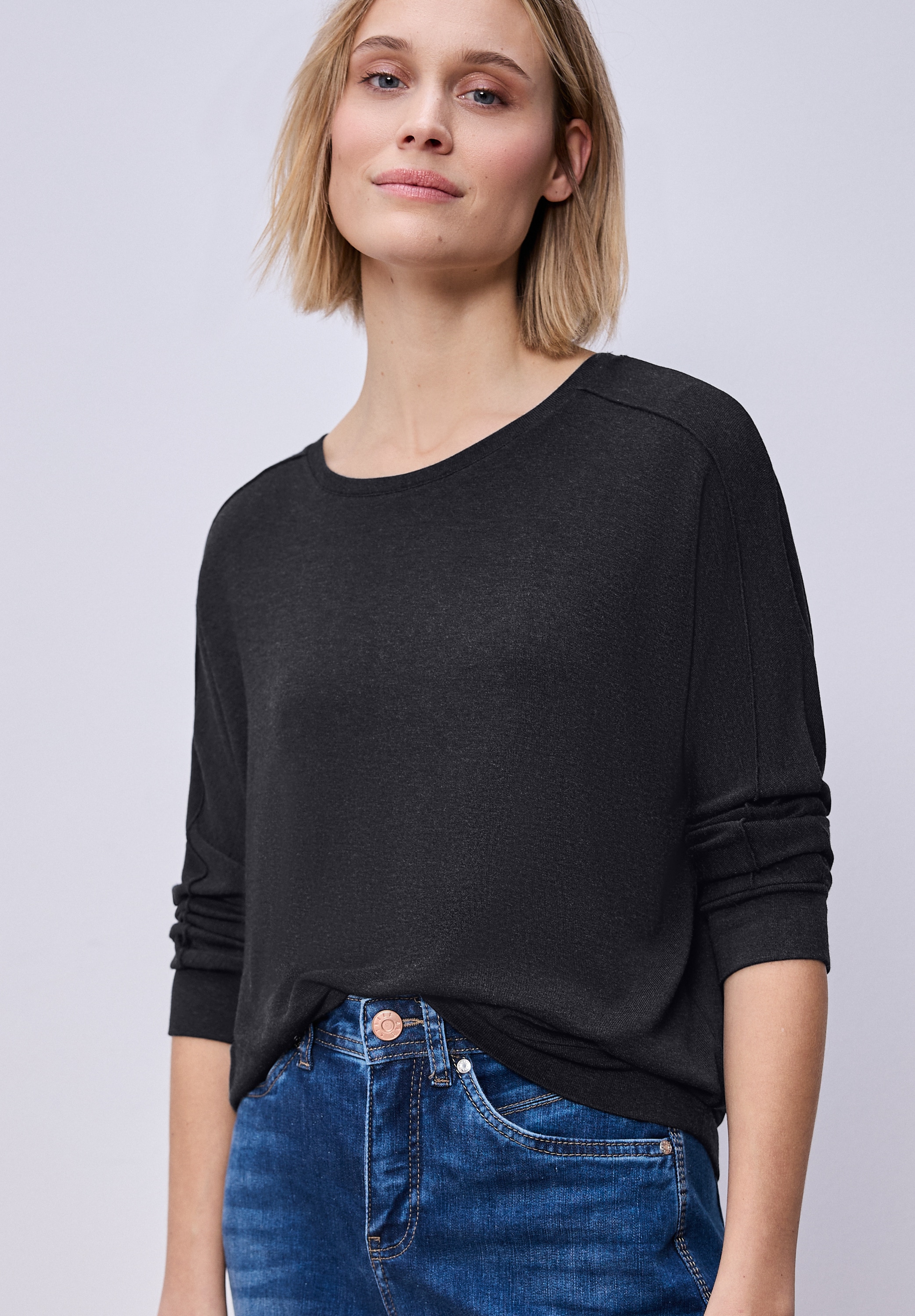 STREET ONE T-shirt à manches 3/4 im Melange-Look