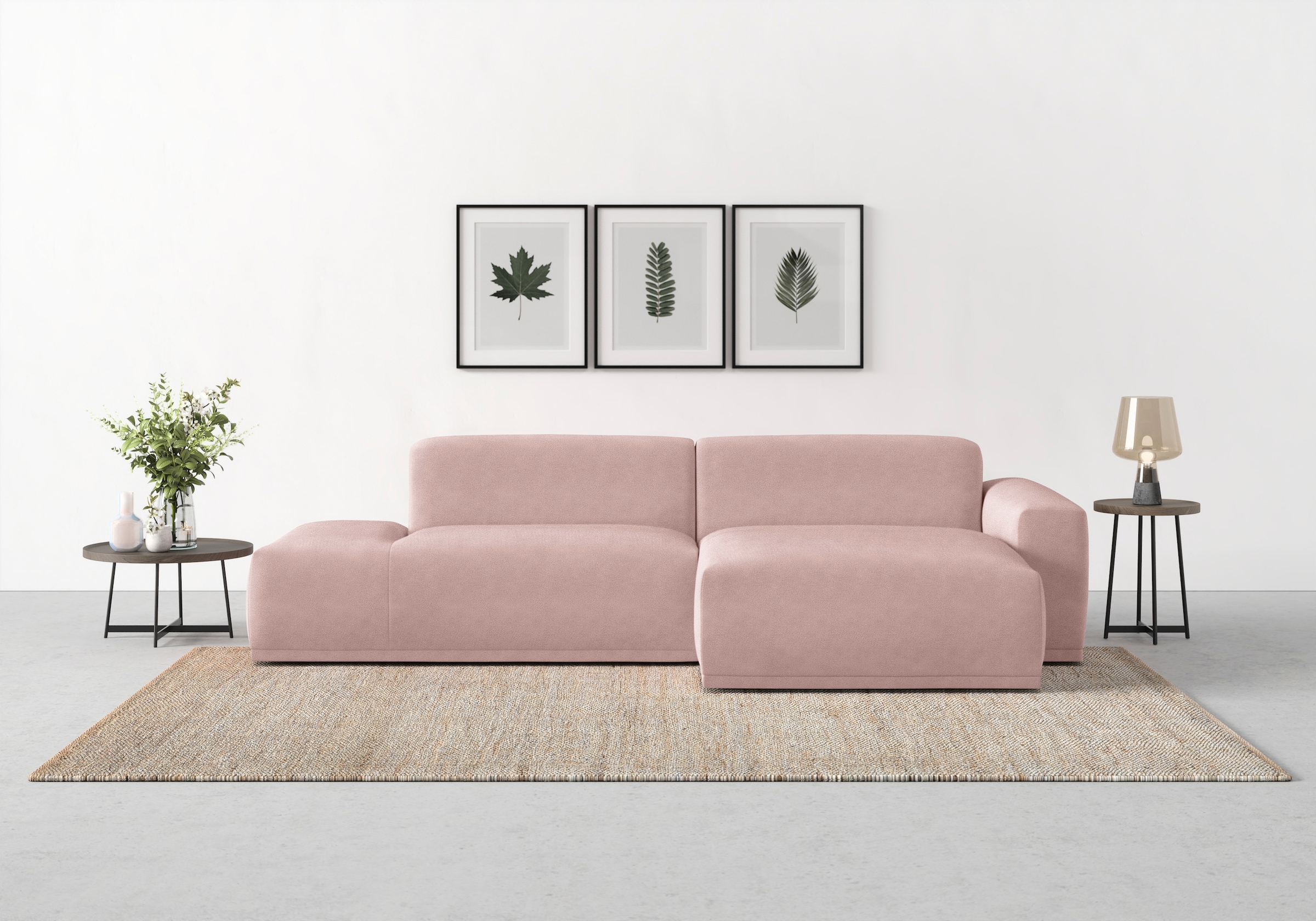 Image of TRENDMANUFAKTUR Ecksofa "Braga 275 cm, hochwertiger Kaltschaum, L-Form, Japandi-Stil" modernes Sofa, hoher Sitzkomfort, im modernem flieder-altrosa Farbton