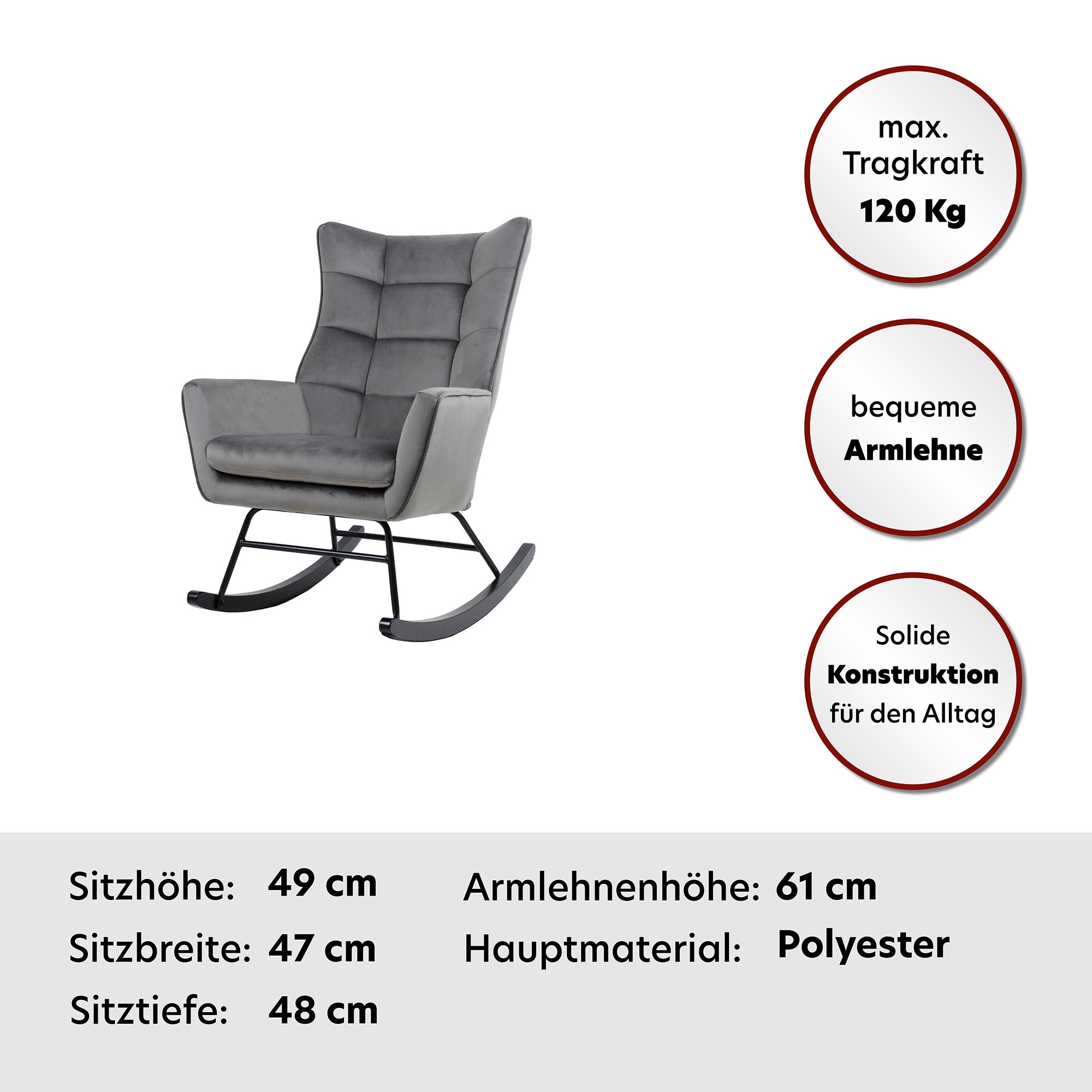 Kayoom Schaukelstuhl »Bryana 125, Relaxstuhl zum Schaukeln, Metallgestell mit Kufen aus Holz« () 1 Stk. Relaxstuhl zum Schaukeln, Metallgestell mit Kufen aus Holz, gemütlich