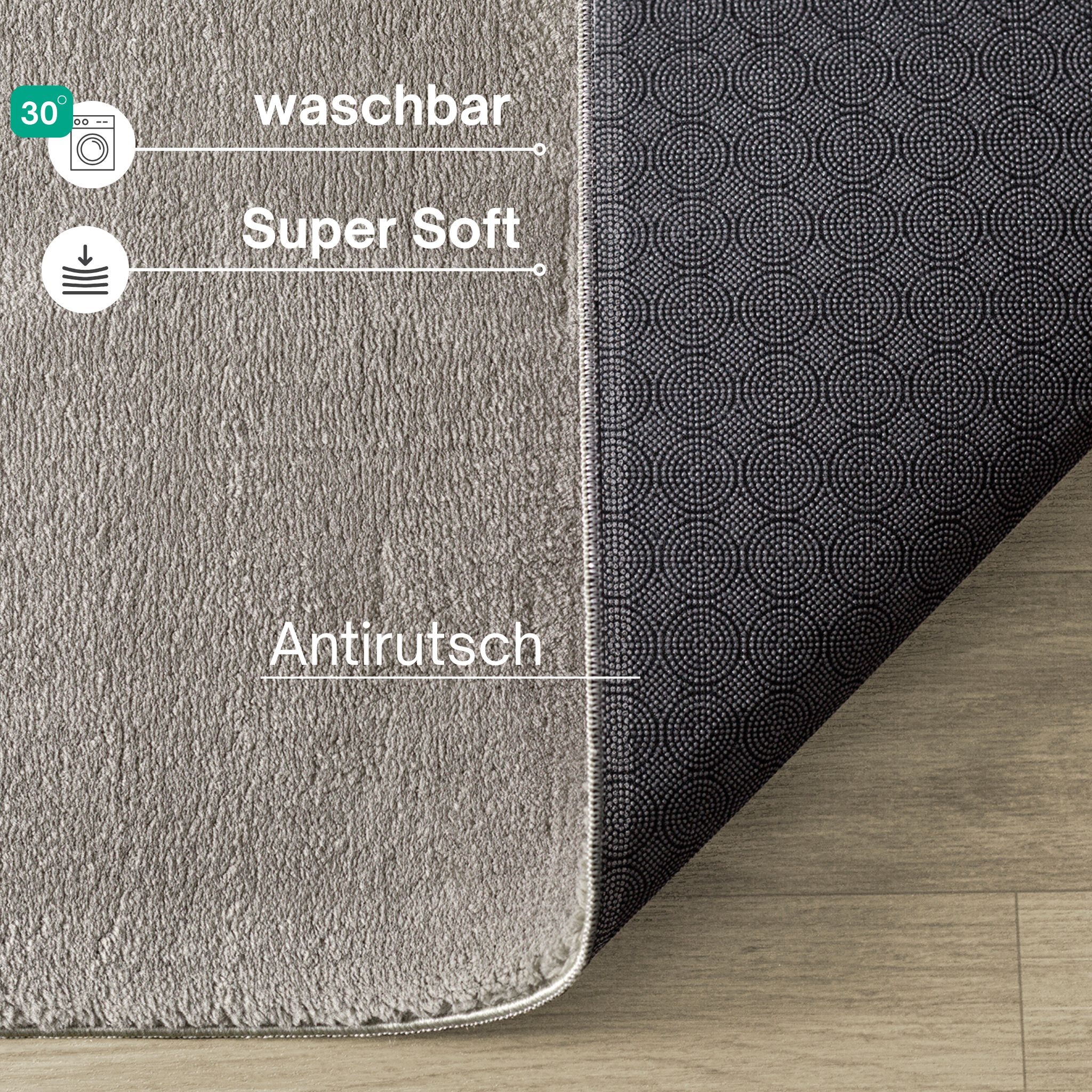 the carpet Tapis »kuschelig & Super Soft, Anti-Rutsch Unterseite,« Rectangulaire 16 mm Höhe lavable jusqu'à 30 degrés, aspect fourrure, tapis de salon, favori des clients