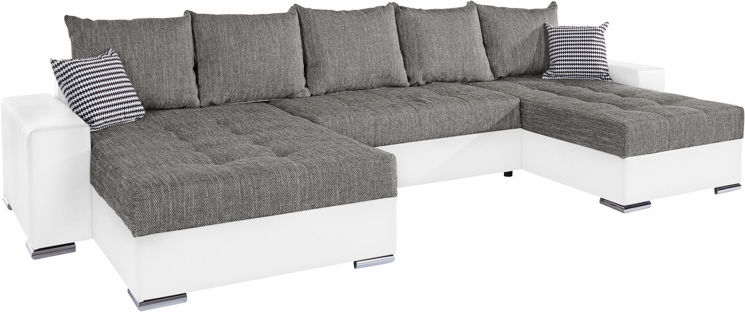 COLLECTION AB Wohnlandschaft »XXL-Josy U-Form, Breite 333 cm, mit 2 Recamieren 77 & 97 cm«, inkl. Bettfunktion, Bettkasten, mit 5 gleich grossen Rückenkissen