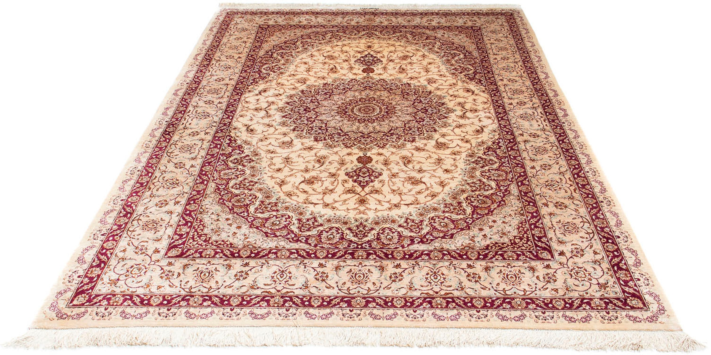 Image of morgenland Orientteppich »Perser - Ghom - 240 x 157 cm - beige«, rechteckig, 10 mm Höhe, Wohnzimmer, Handgeknüpft, Einzelstück mit Zertifikat bei Ackermann Versand Schweiz