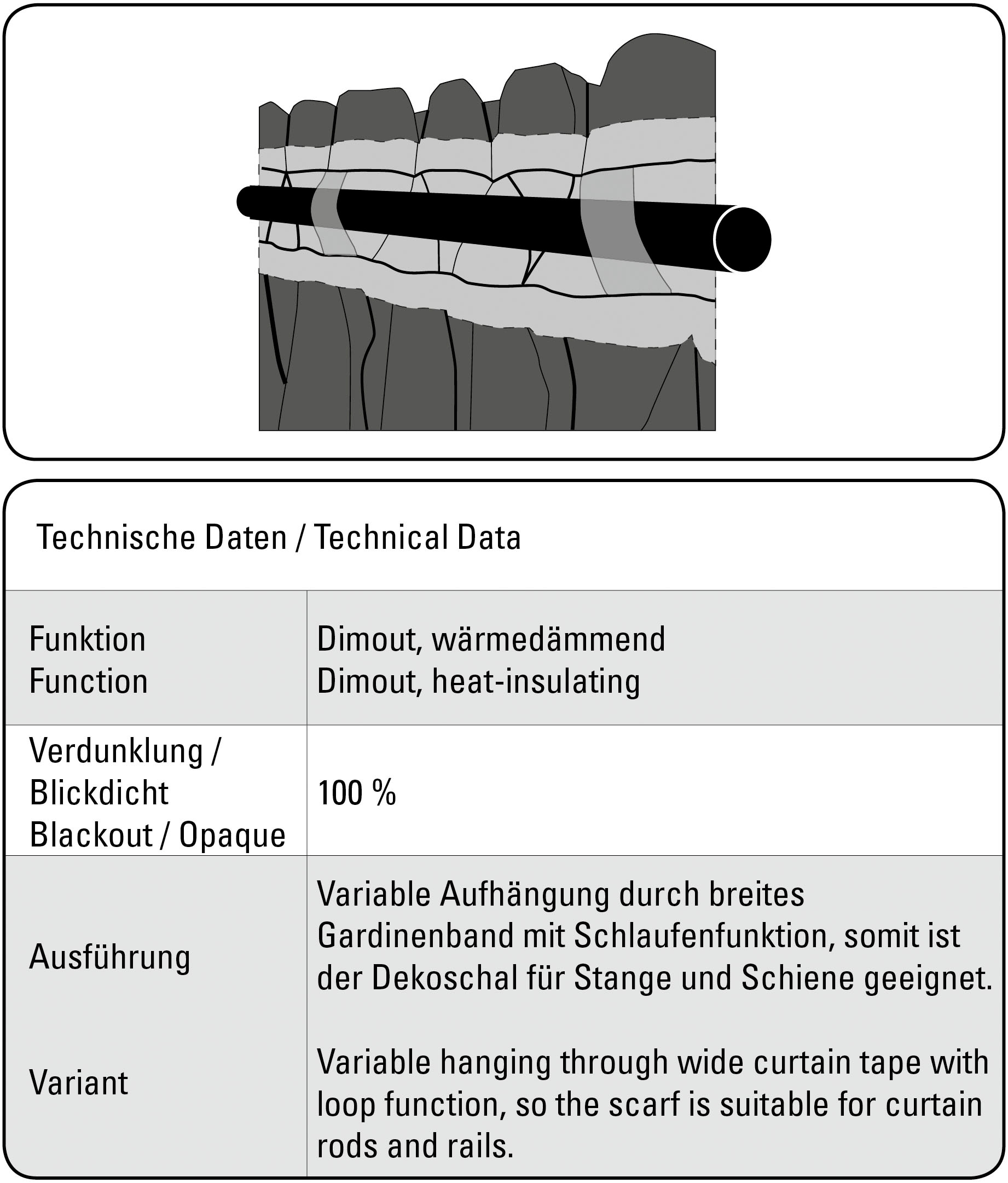 Sehlbach Gardine »Schal Webstreifen« Schlaufen 1 Stk. tlg. mit Gardinenband und verdeckten Schlaufen